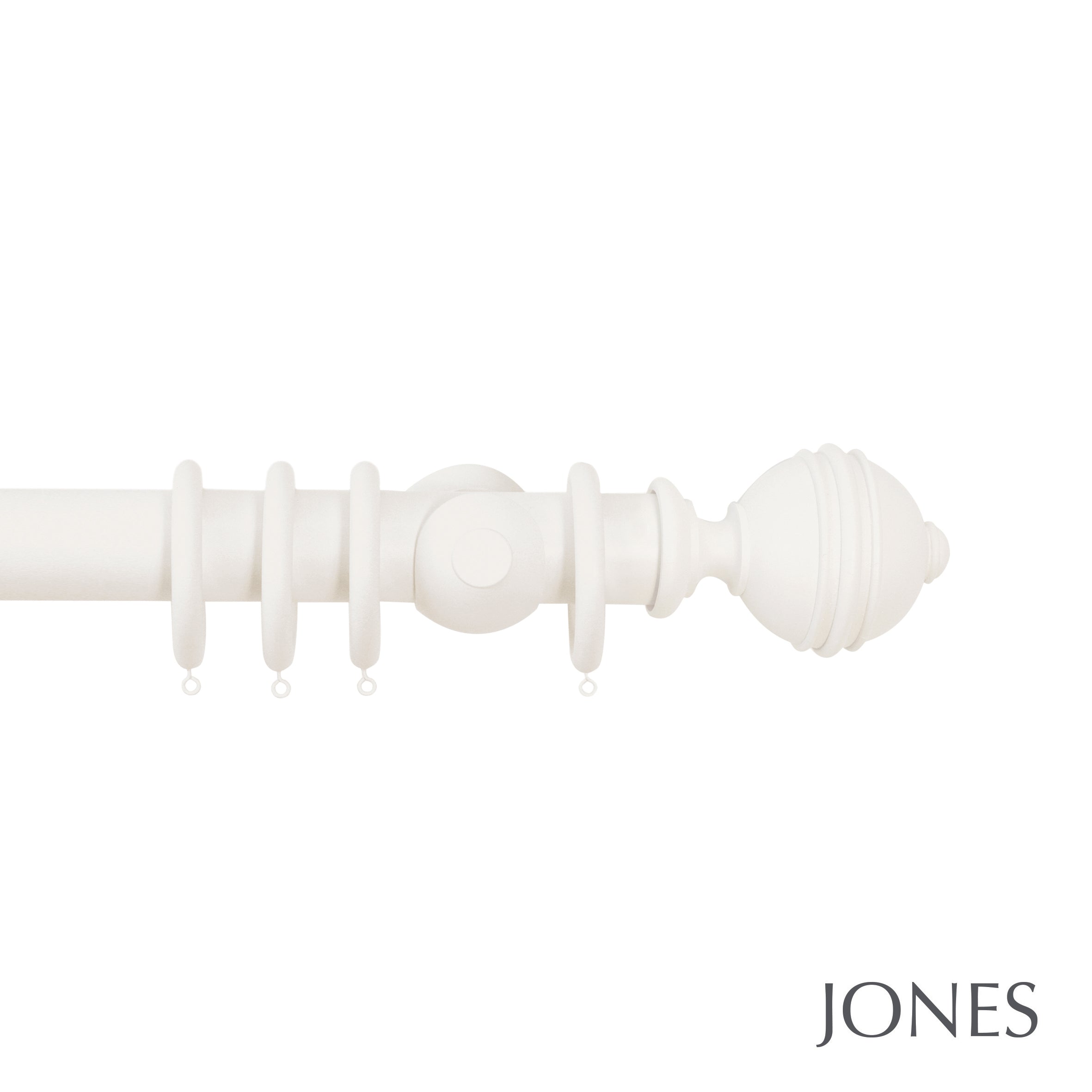 Jones Interiors Florentine Ribbed Ball Finial Curtain Pole Set in Cotton