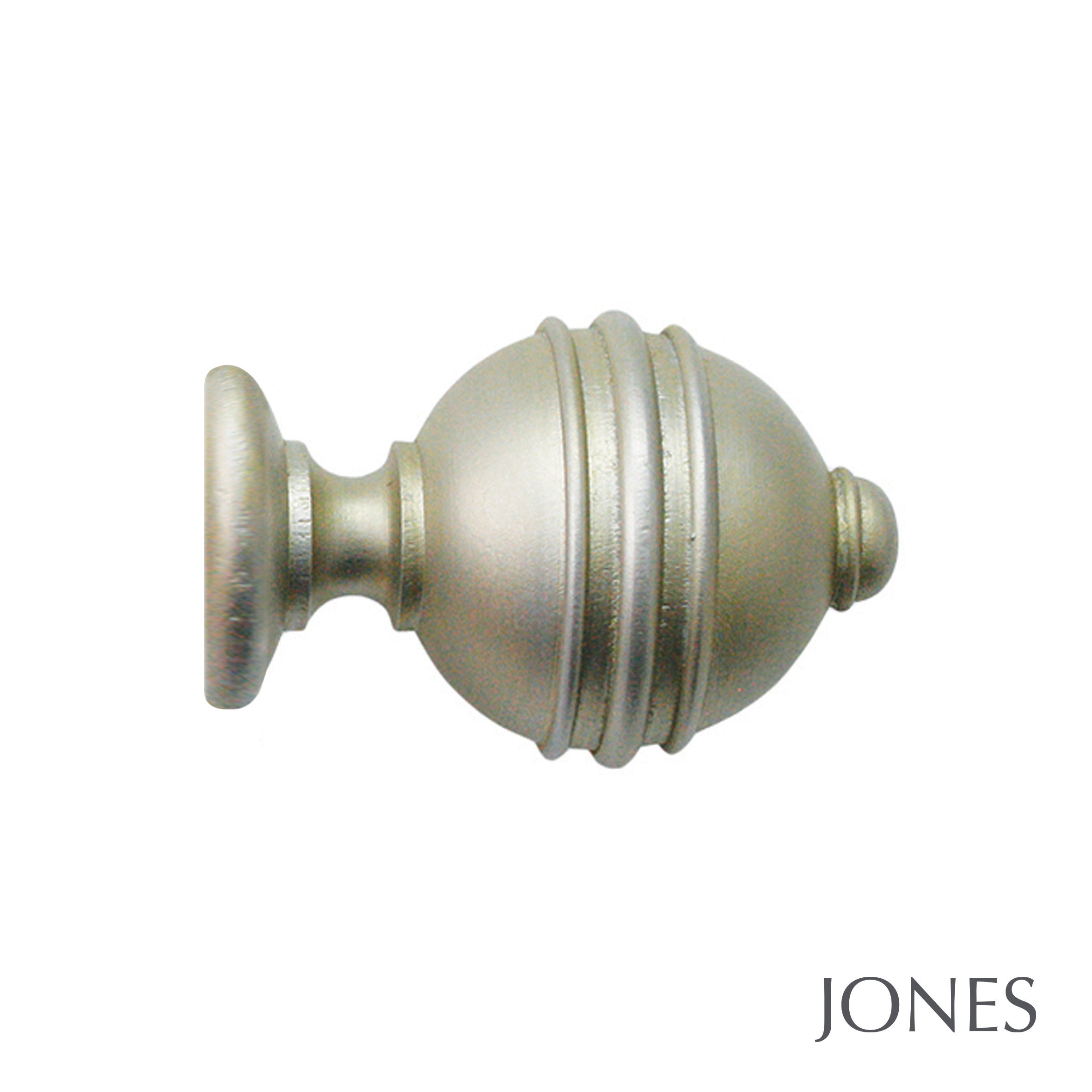 Jones Interiors Florentine Ribbed Ball Finial Curtain Pole Set in Champagne Silver