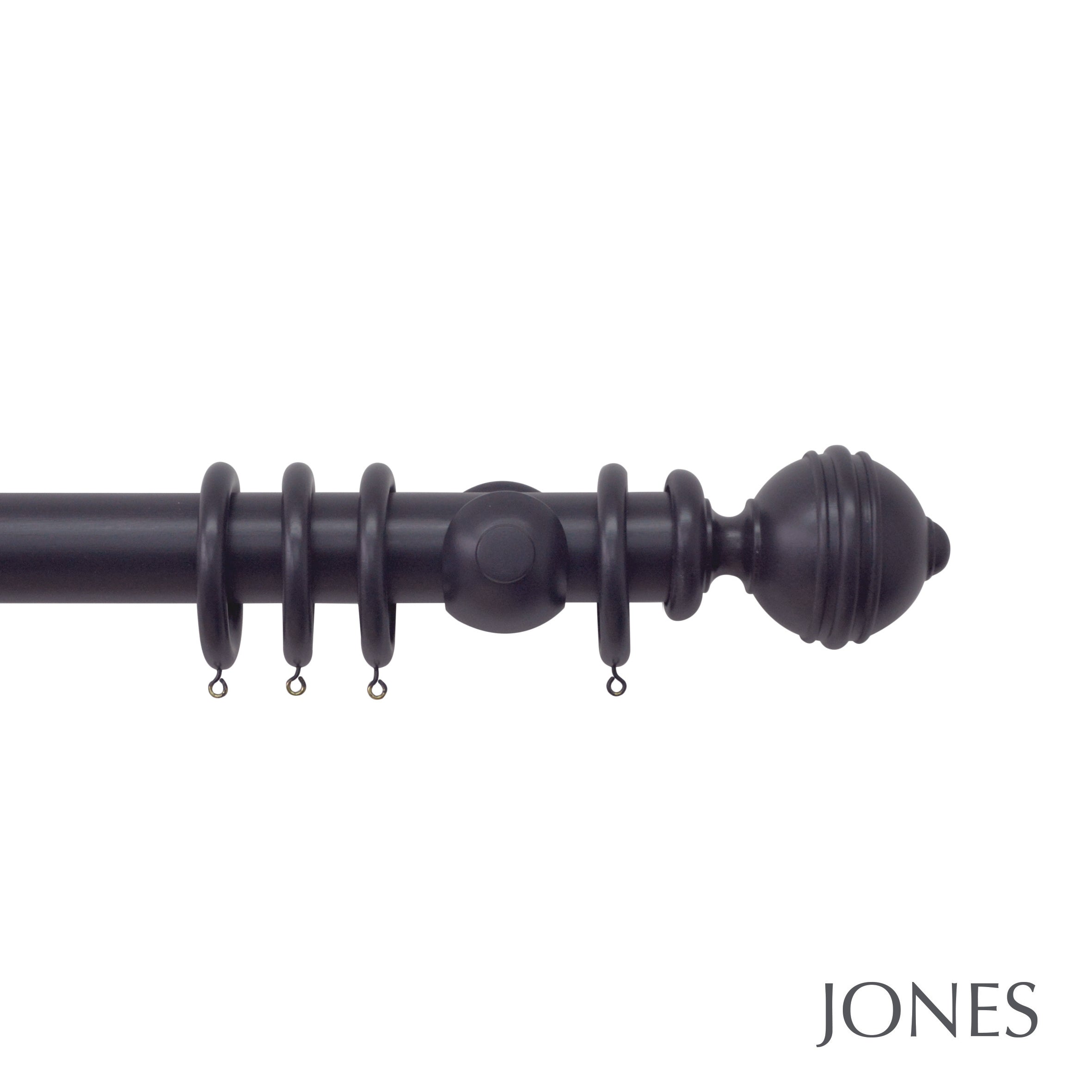 Jones Interiors Estate Ribbed Ball Finial Curtain Pole Set in Juniper