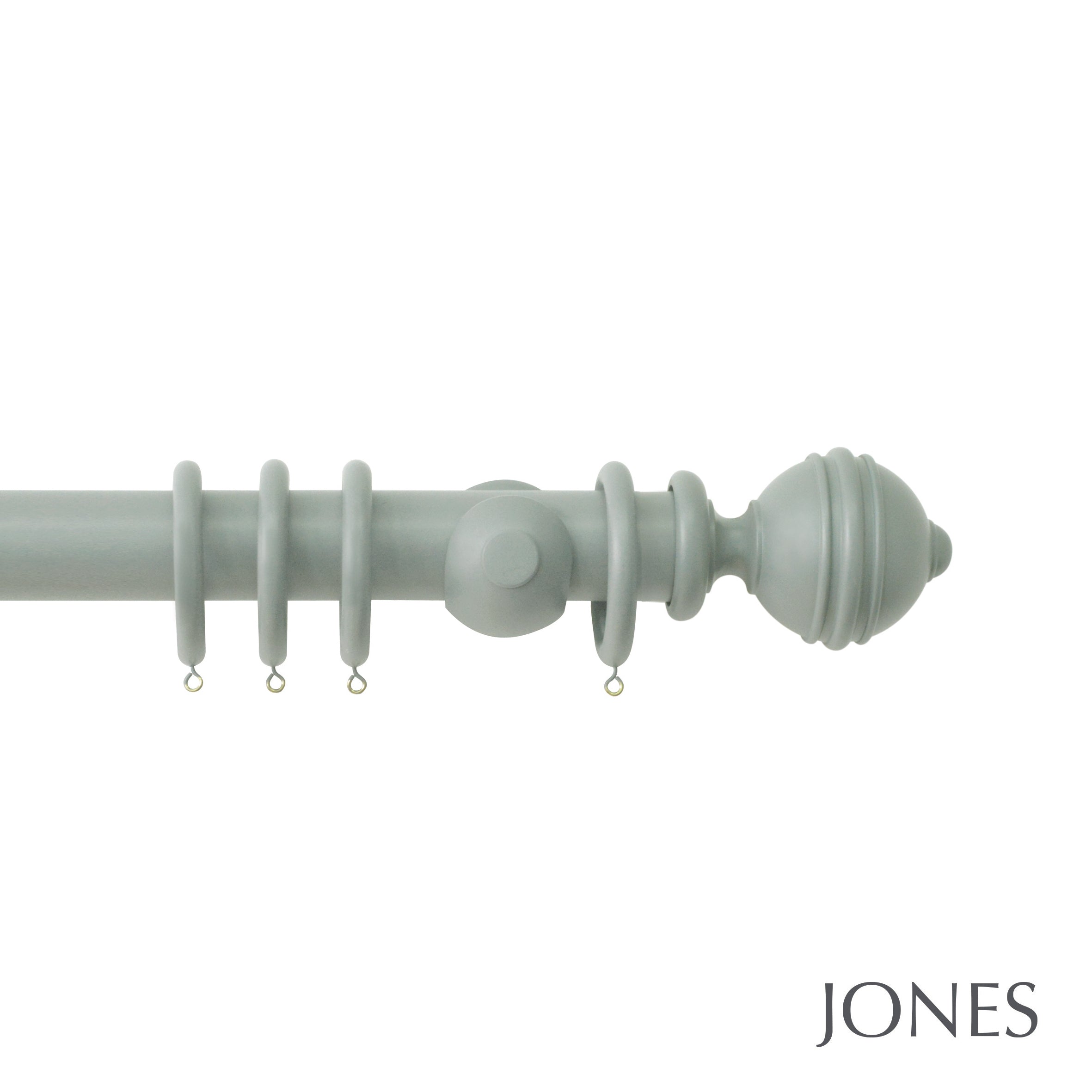 Jones Interiors Estate Ribbed Ball Finial Curtain Pole Set in Mercury