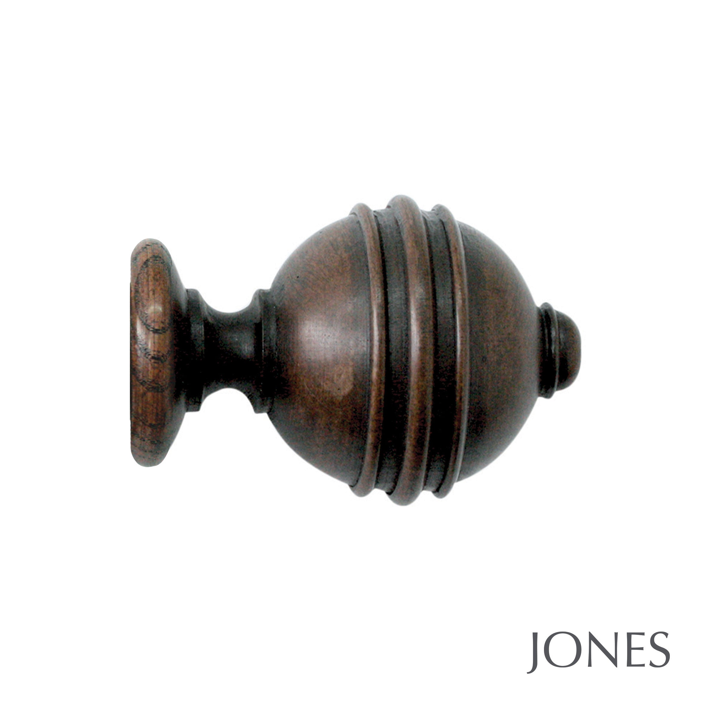 Jones Interiors Florentine Ribbed Ball Finial Curtain Pole Set in Oak