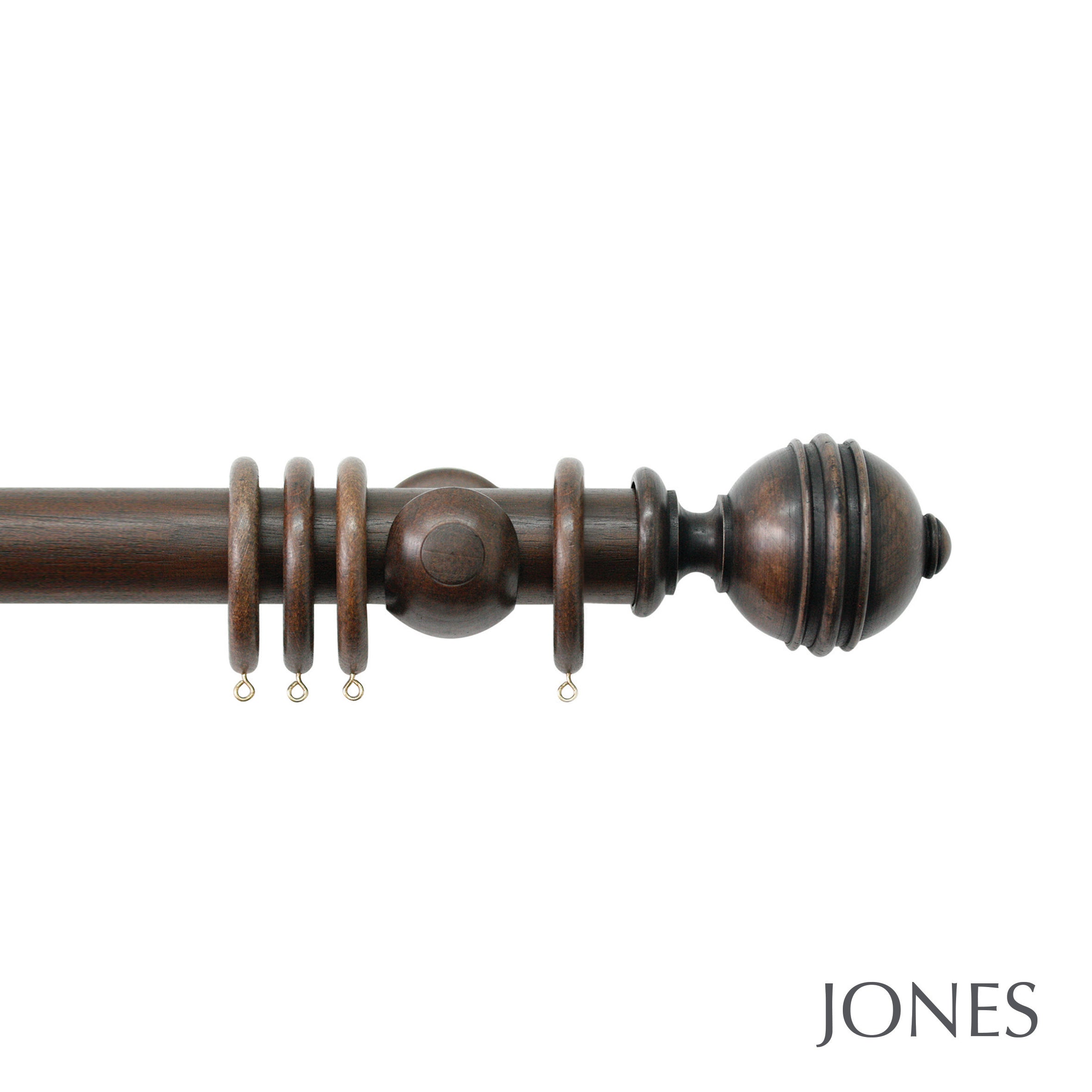 Jones Interiors Florentine Ribbed Ball Finial Curtain Pole Set in Oak