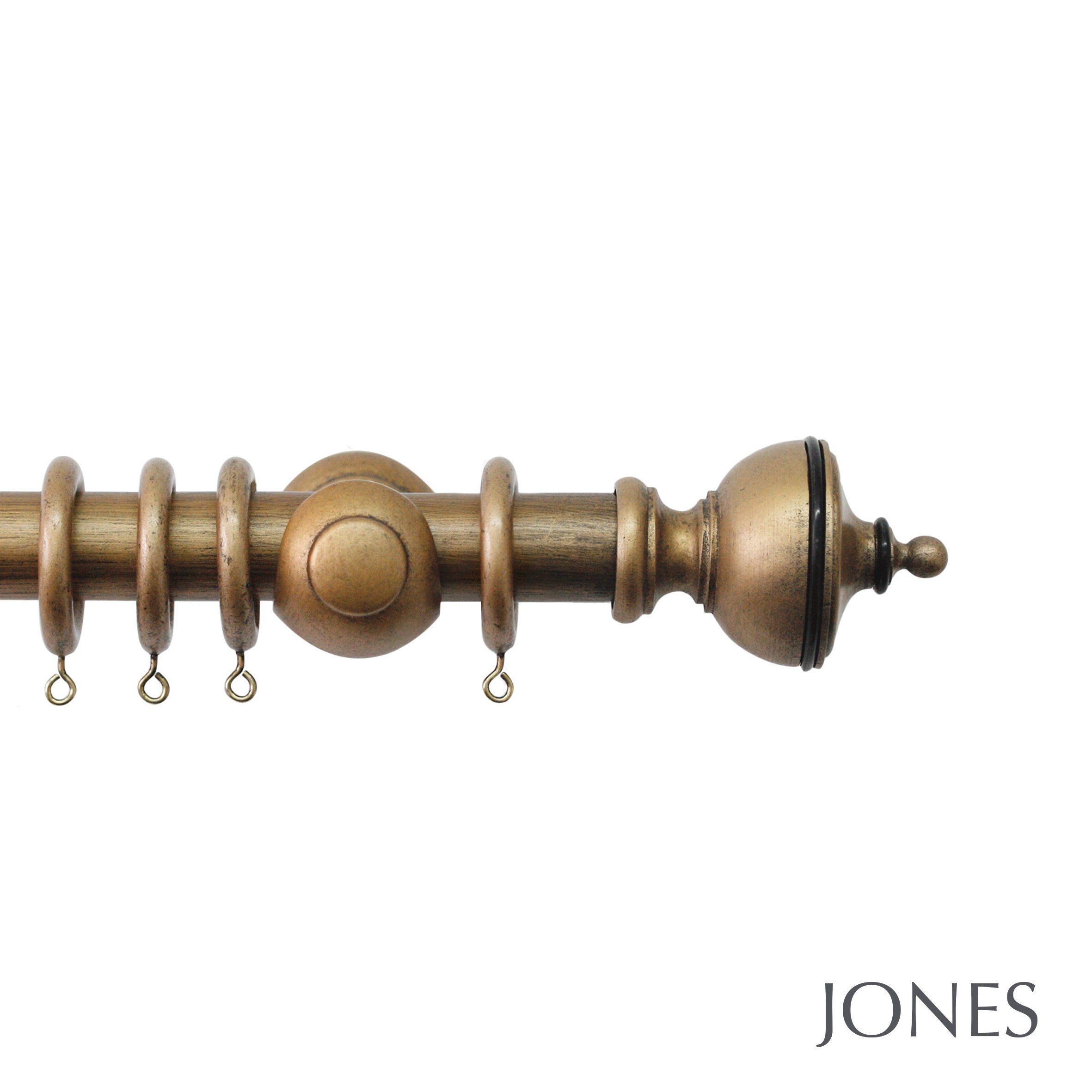 Jones Interiors Cathedral Exeter Finial Curtain Pole Set in Antique Gold