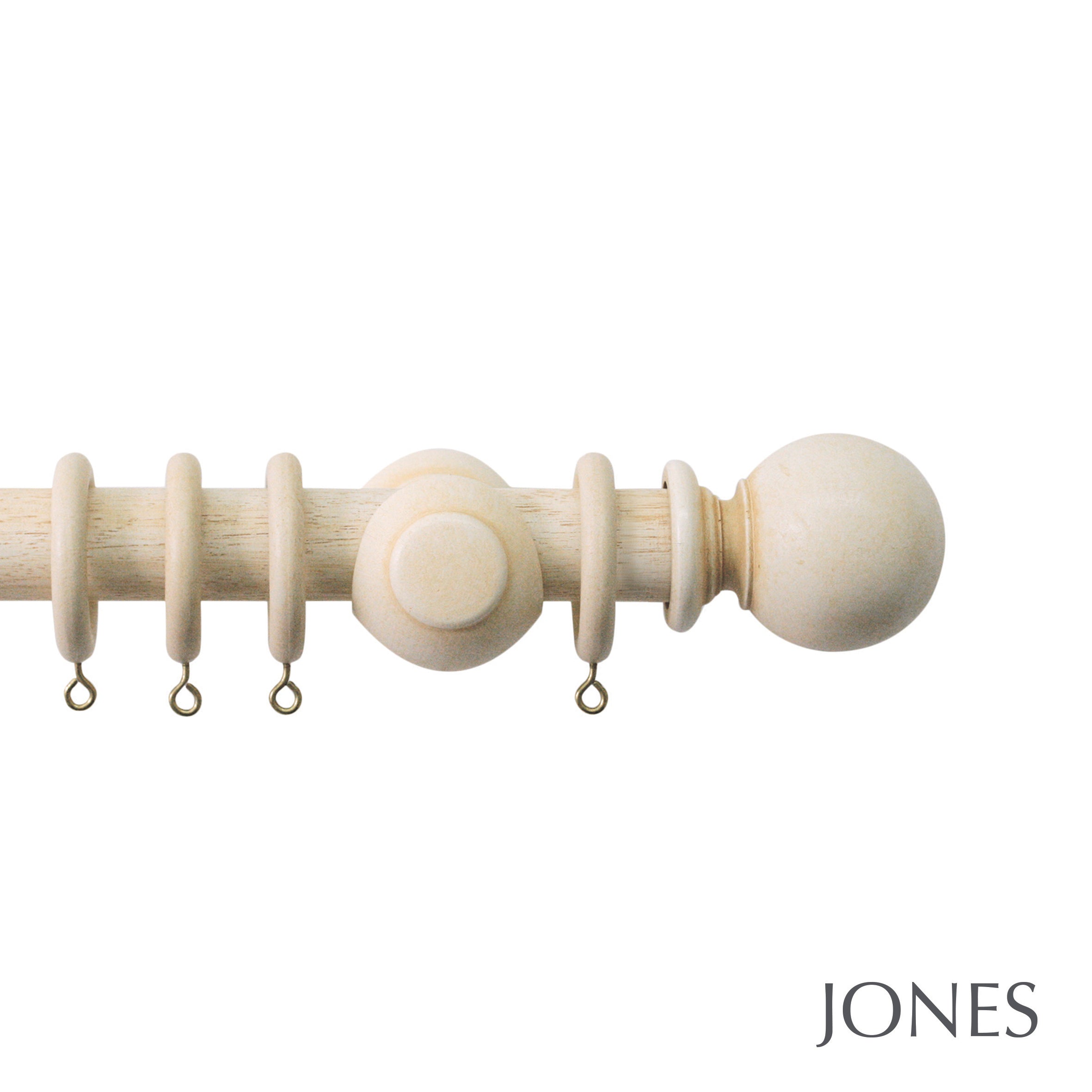 Jones Interiors Cathedral Ball Finial Curtain Pole Set in Ivory