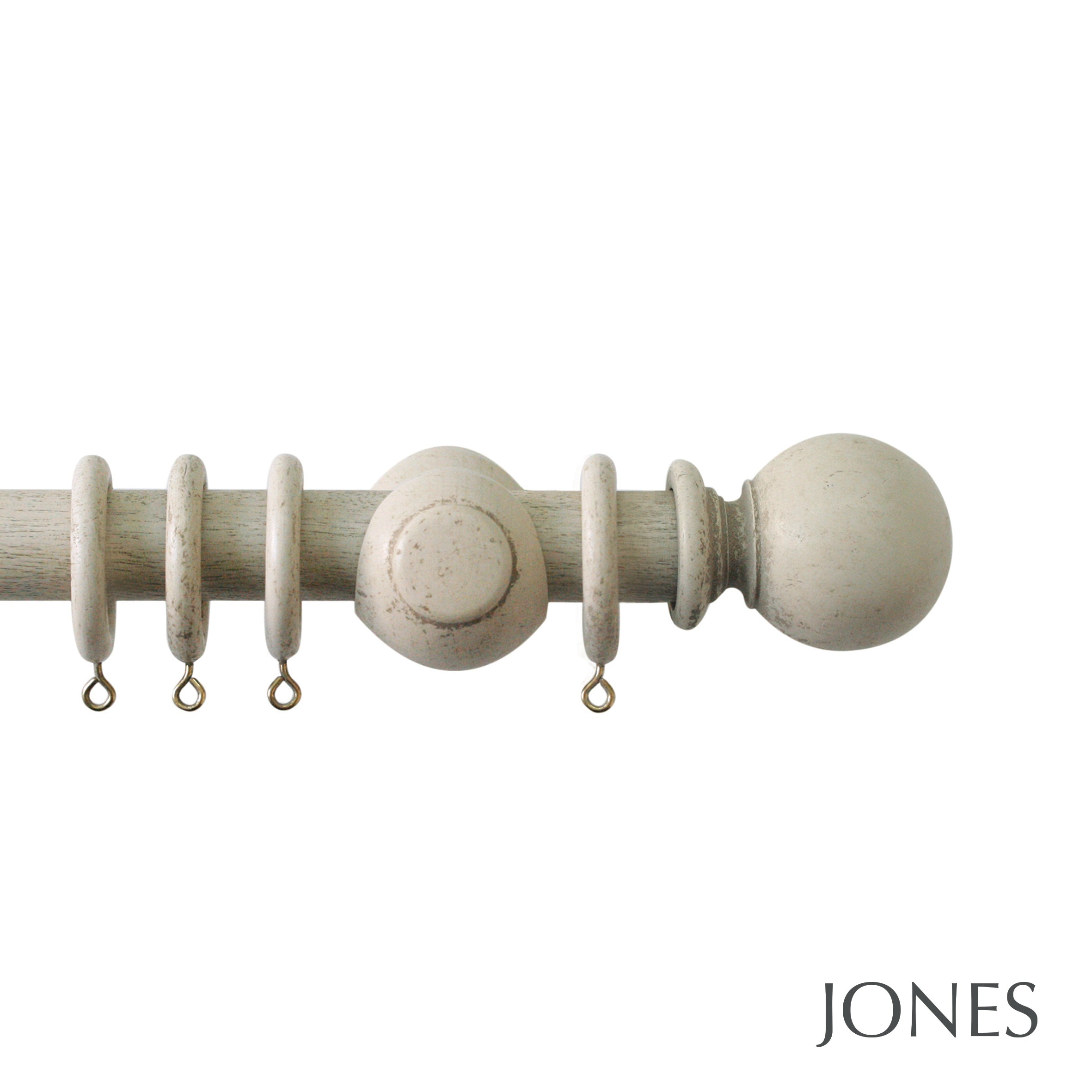 Jones Interiors Cathedral Ball Finial Curtain Pole Set in Putty