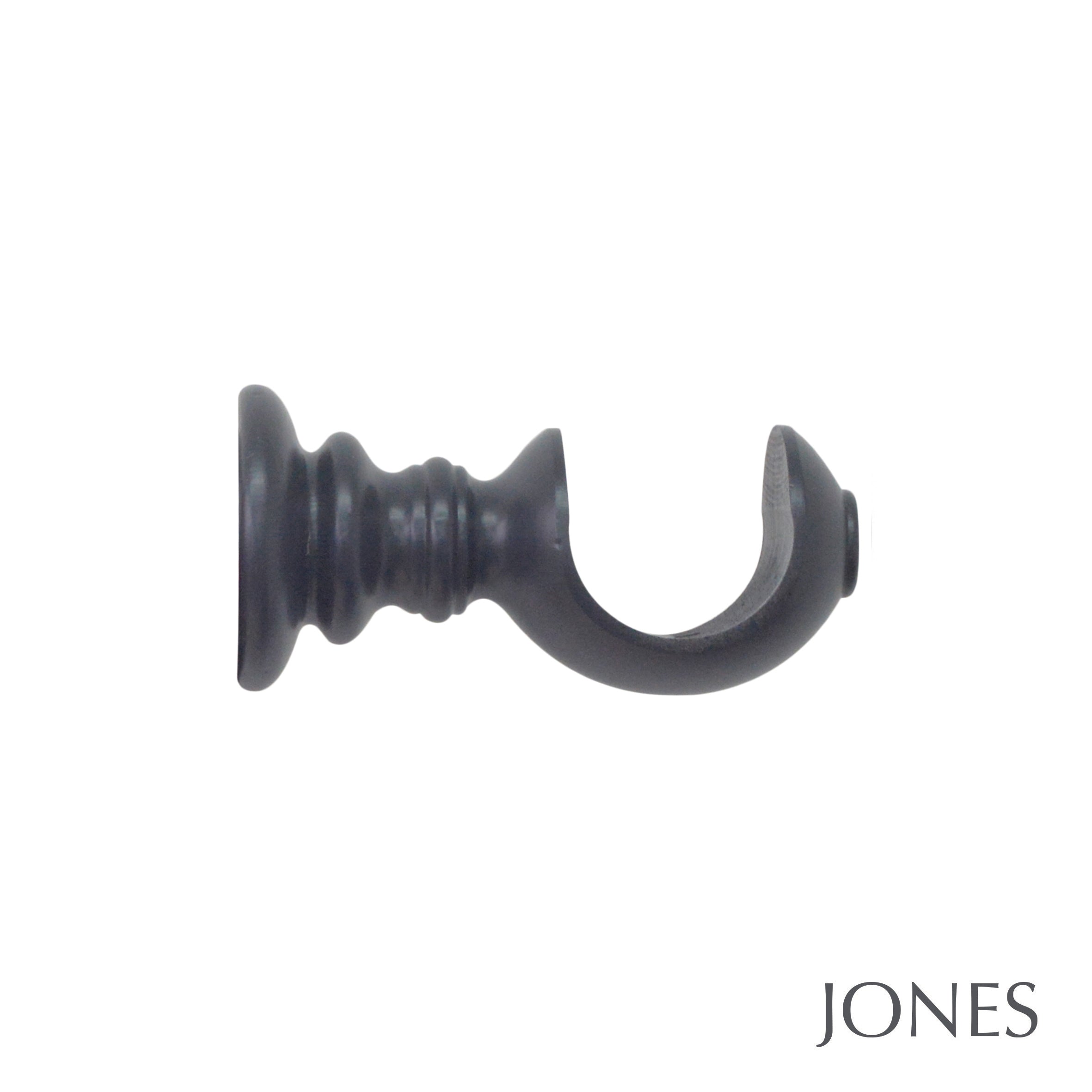 Jones Interiors Estate Ribbed Ball Finial Curtain Pole Set in Basalt