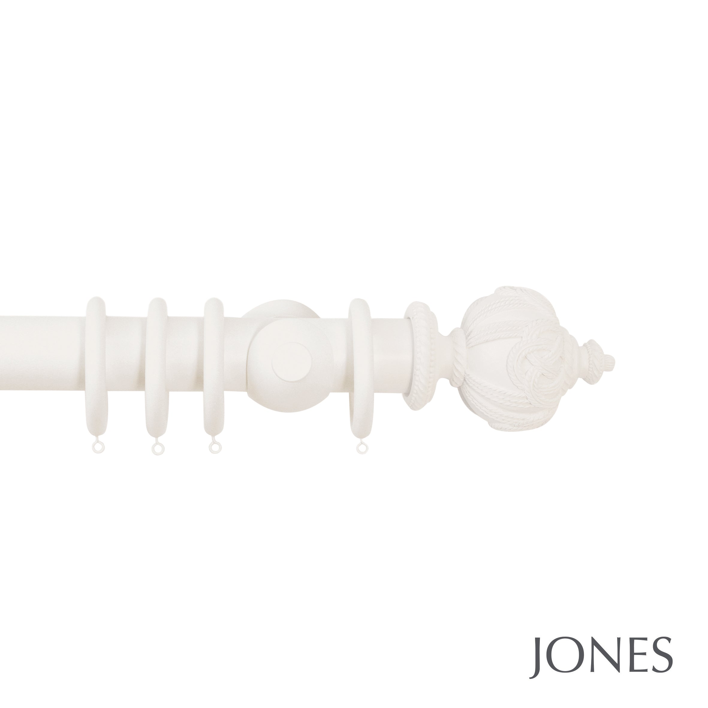 Jones Interiors Florentine Rope Finial Curtain Pole Set in Cotton