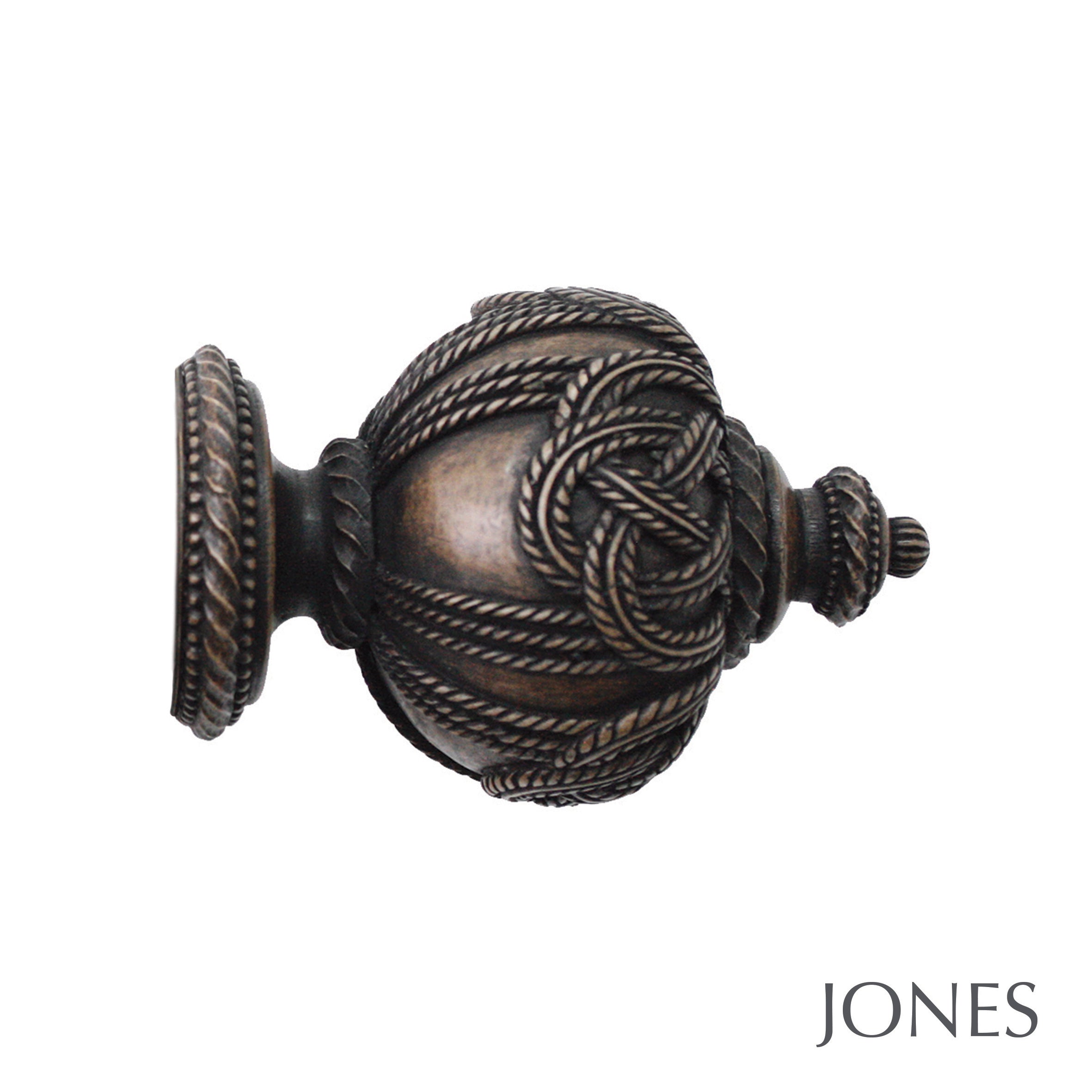 Jones Interiors Florentine Rope Finial Curtain Pole Set in Oak