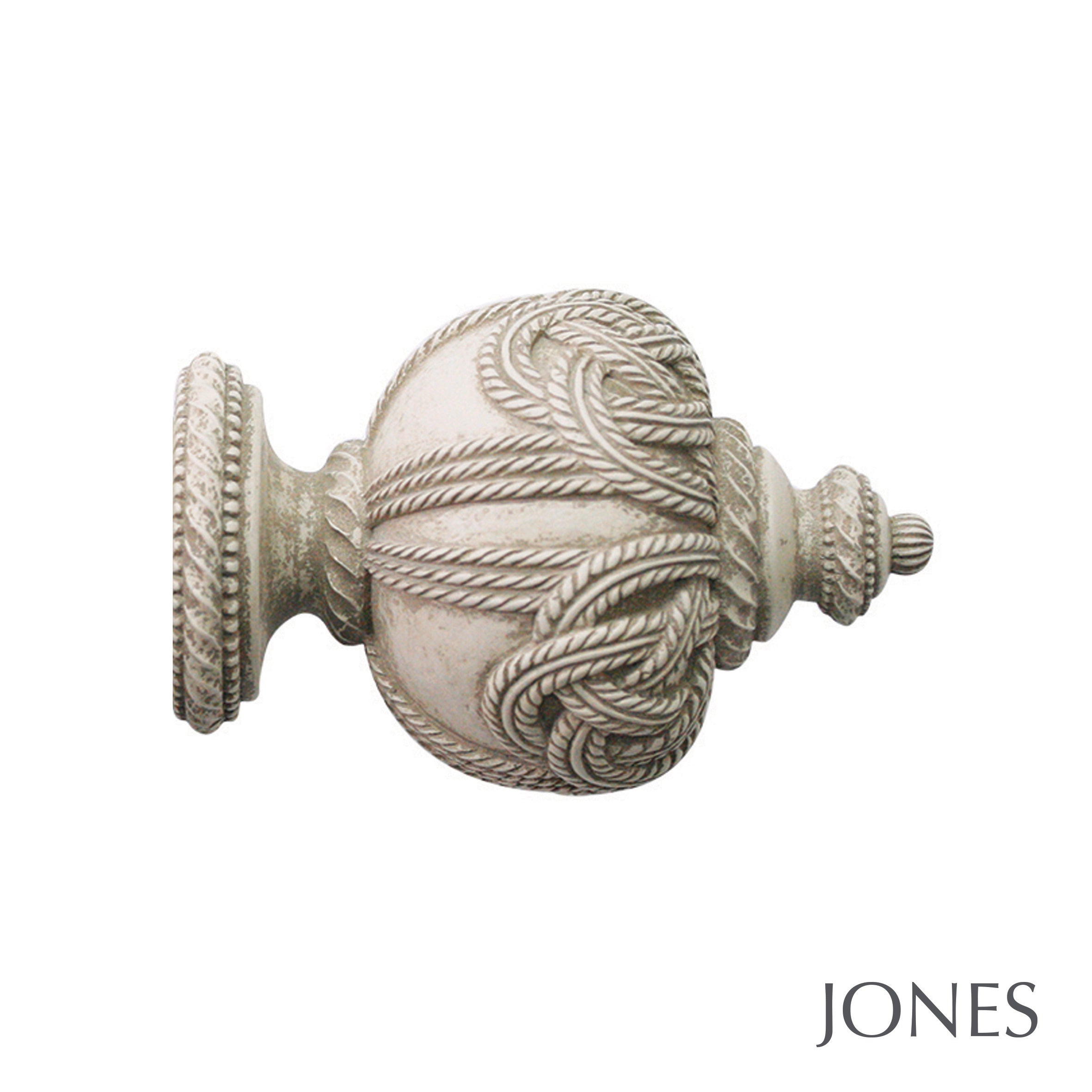 Jones Interiors Florentine Rope Finial Curtain Pole Set in Putty