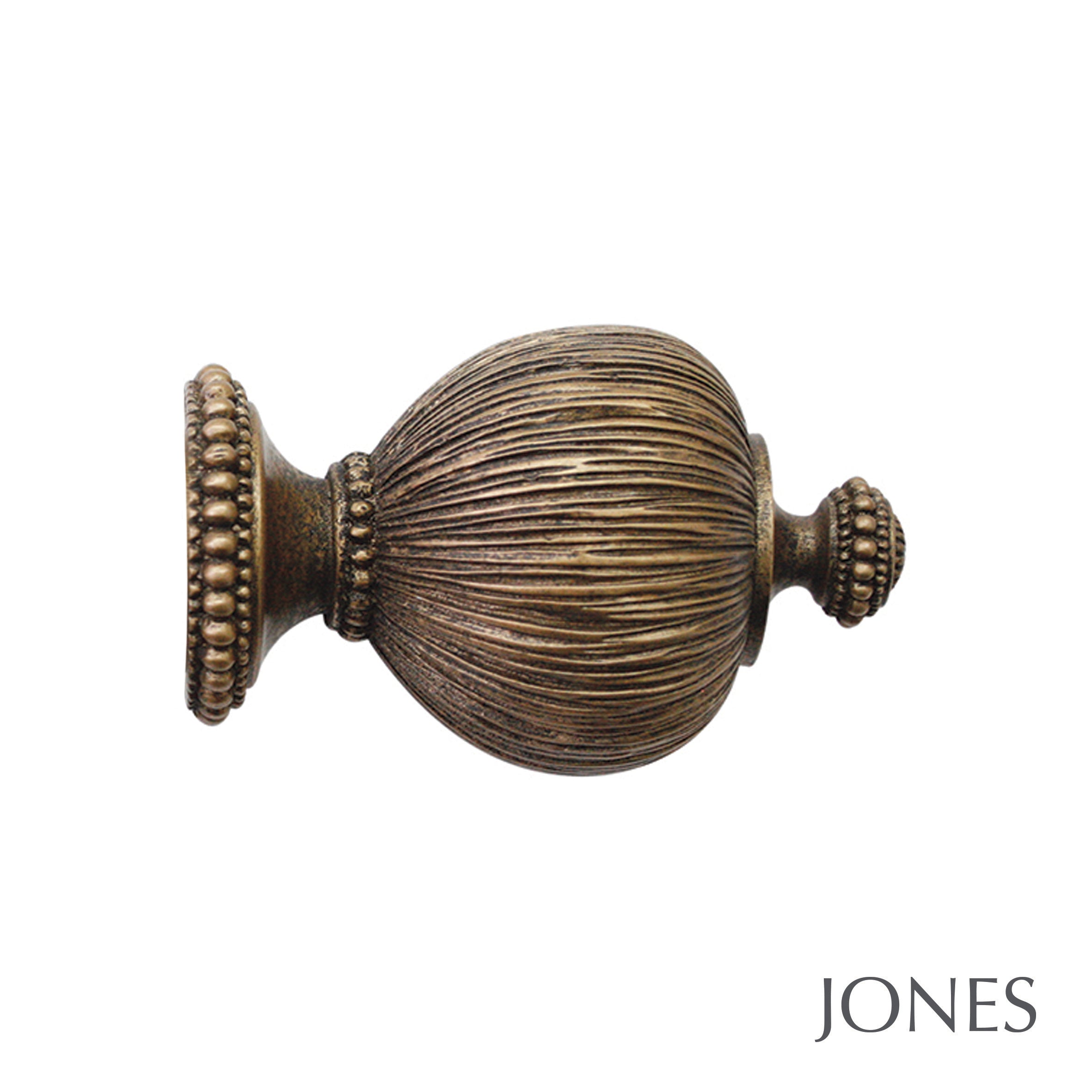 Jones Interiors Florentine Pleated Finial Curtain Pole Set in Antique Gold