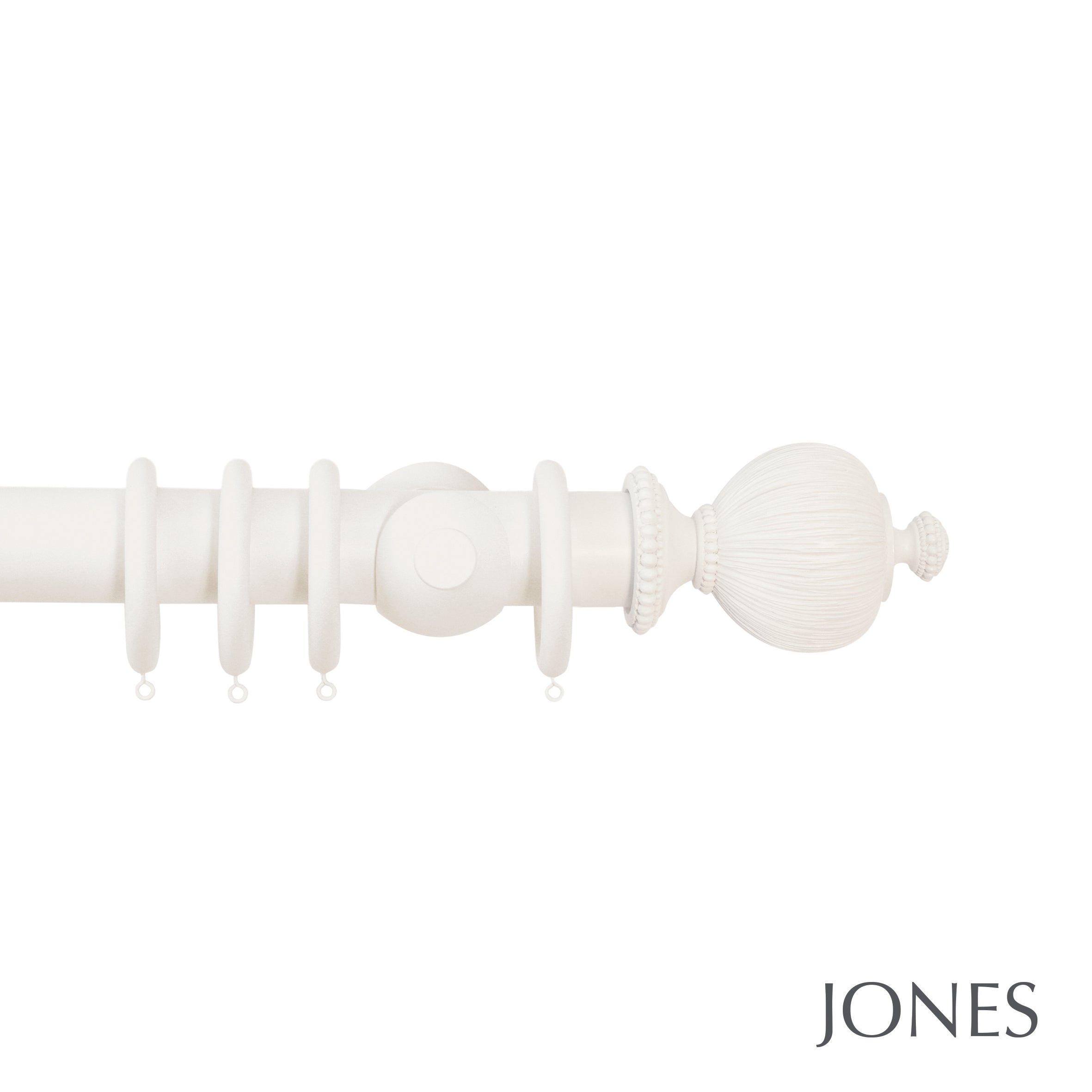 Jones Interiors Florentine Pleated Finial Curtain Pole Set in Cotton