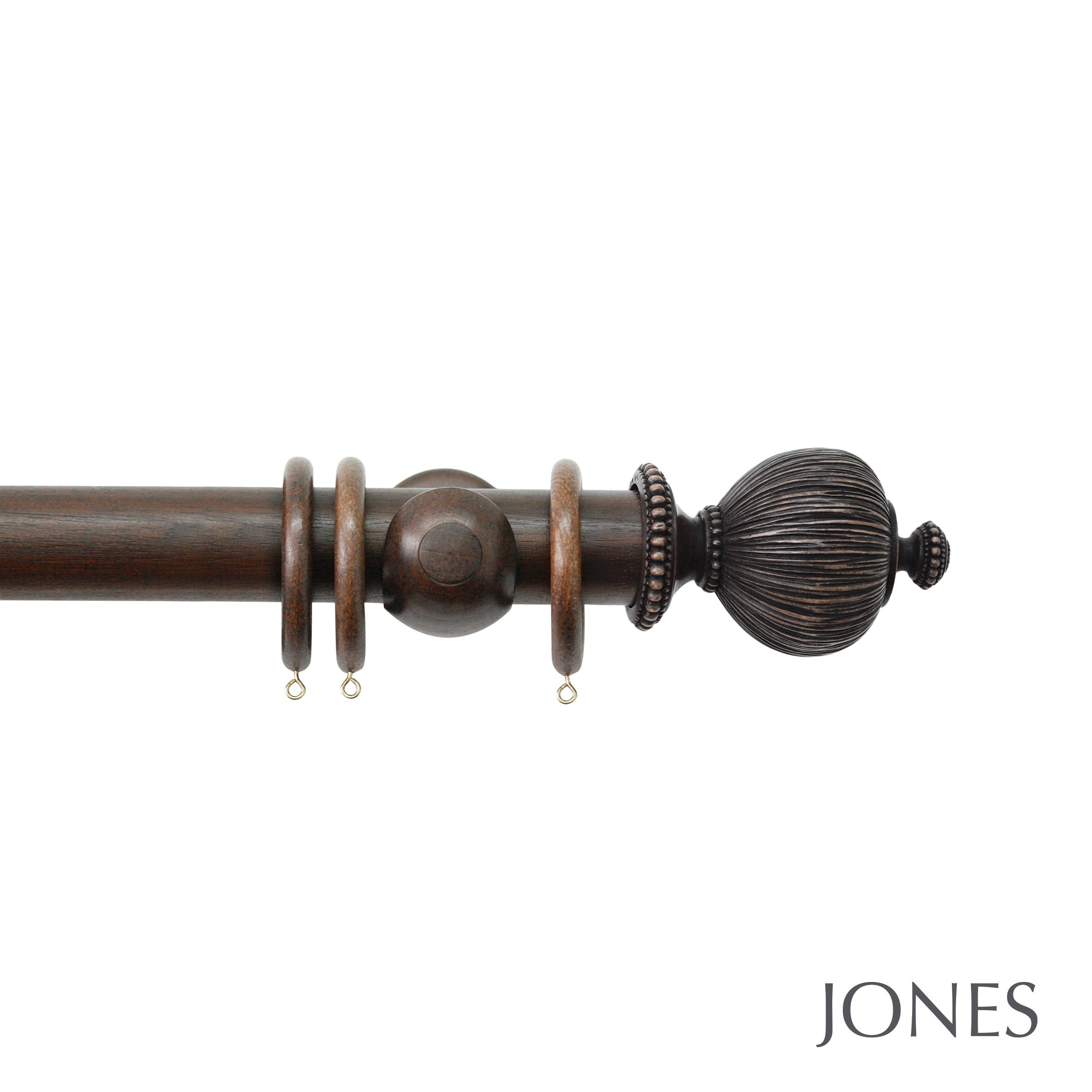 Jones Interiors Florentine Pleated Finial Curtain Pole Set in Oak