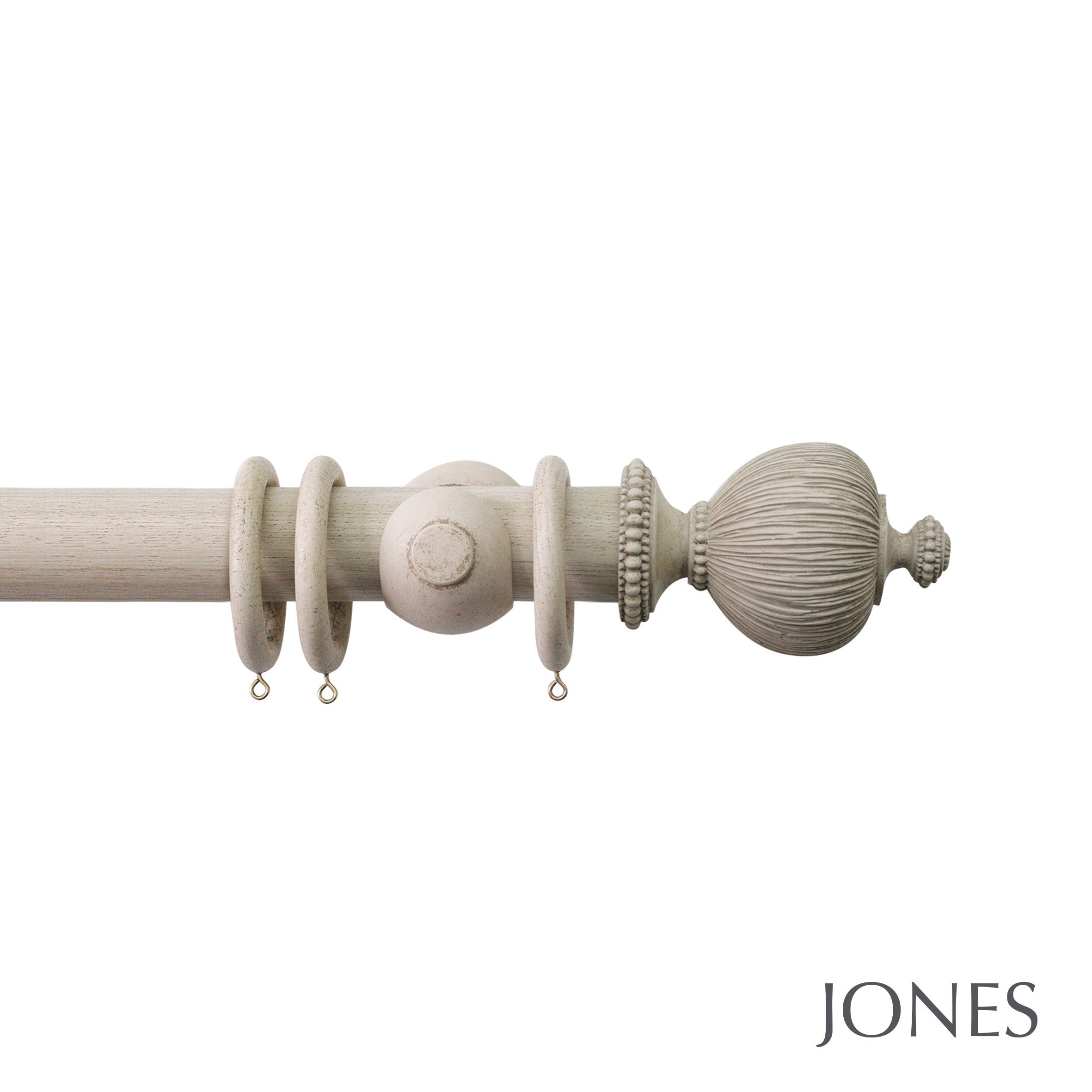 Jones Interiors Florentine Pleated Finial Curtain Pole Set in Putty