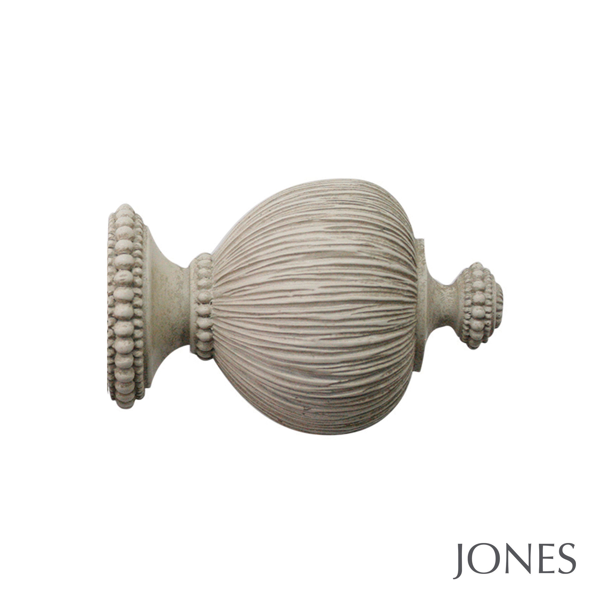 Jones Interiors Florentine Pleated Finial Curtain Pole Set in Putty