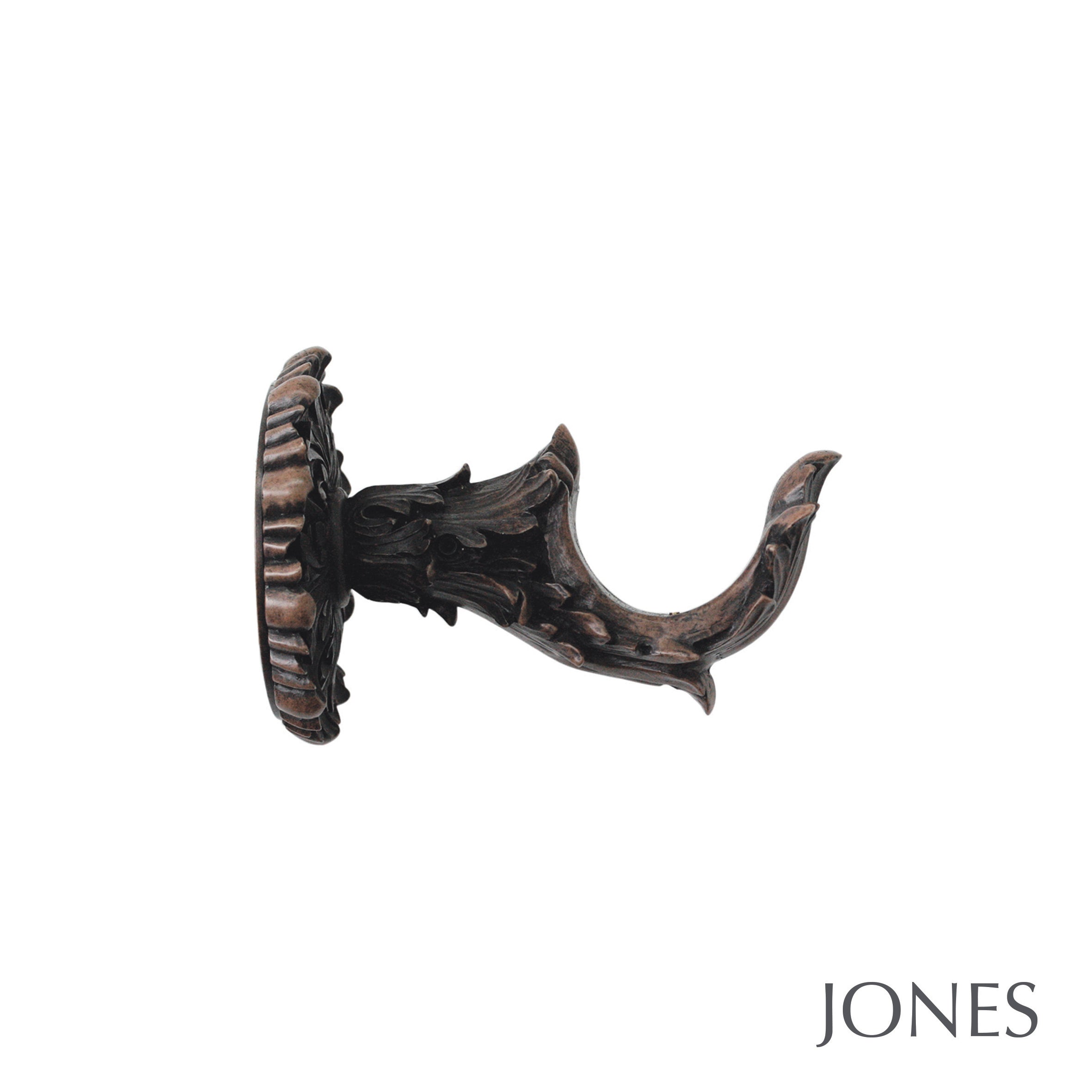 Jones Interiors Florentine Acanthus Finial Curtain Pole Set in Oak