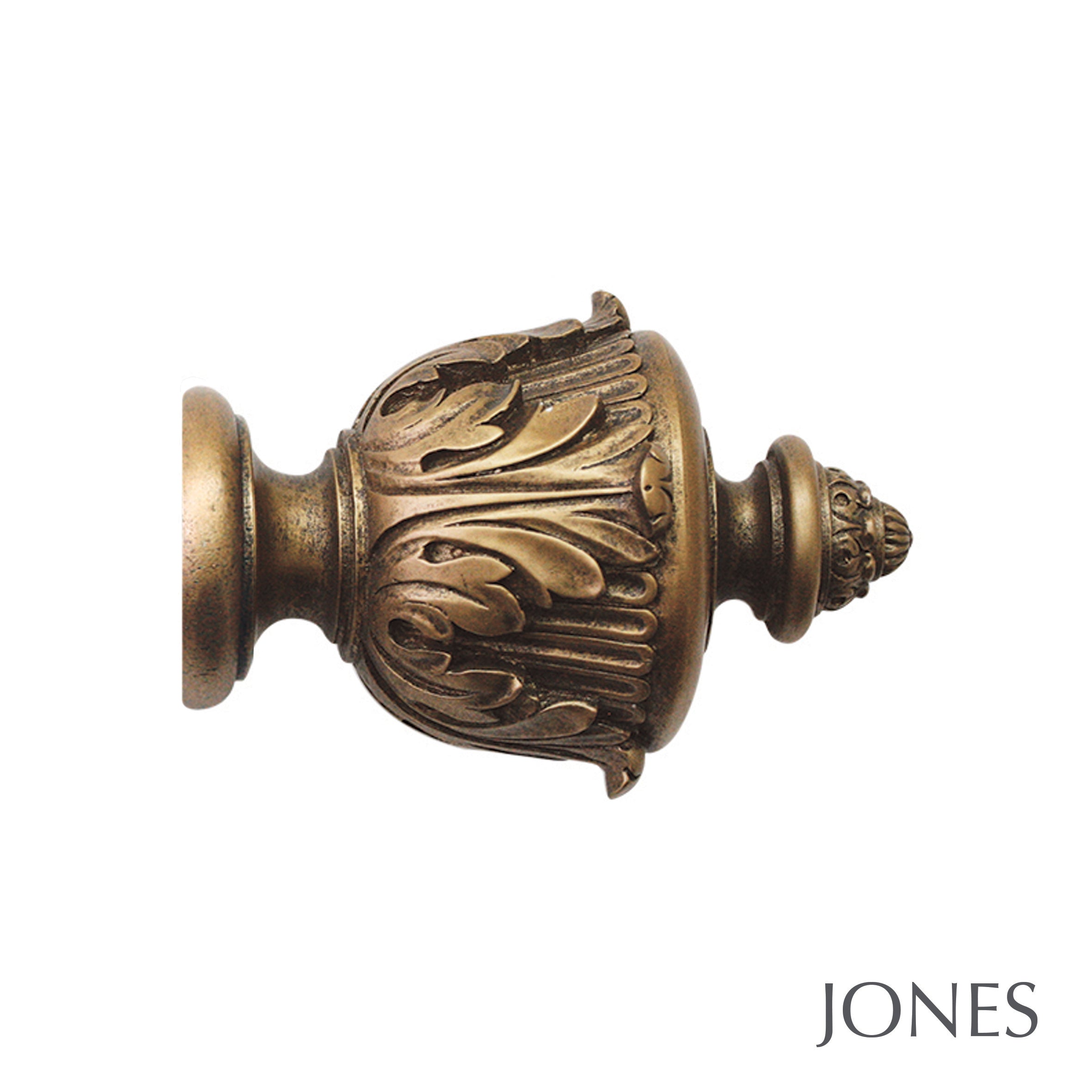 Jones Interiors Florentine Acanthus Finial Curtain Pole Set in Antique Gold