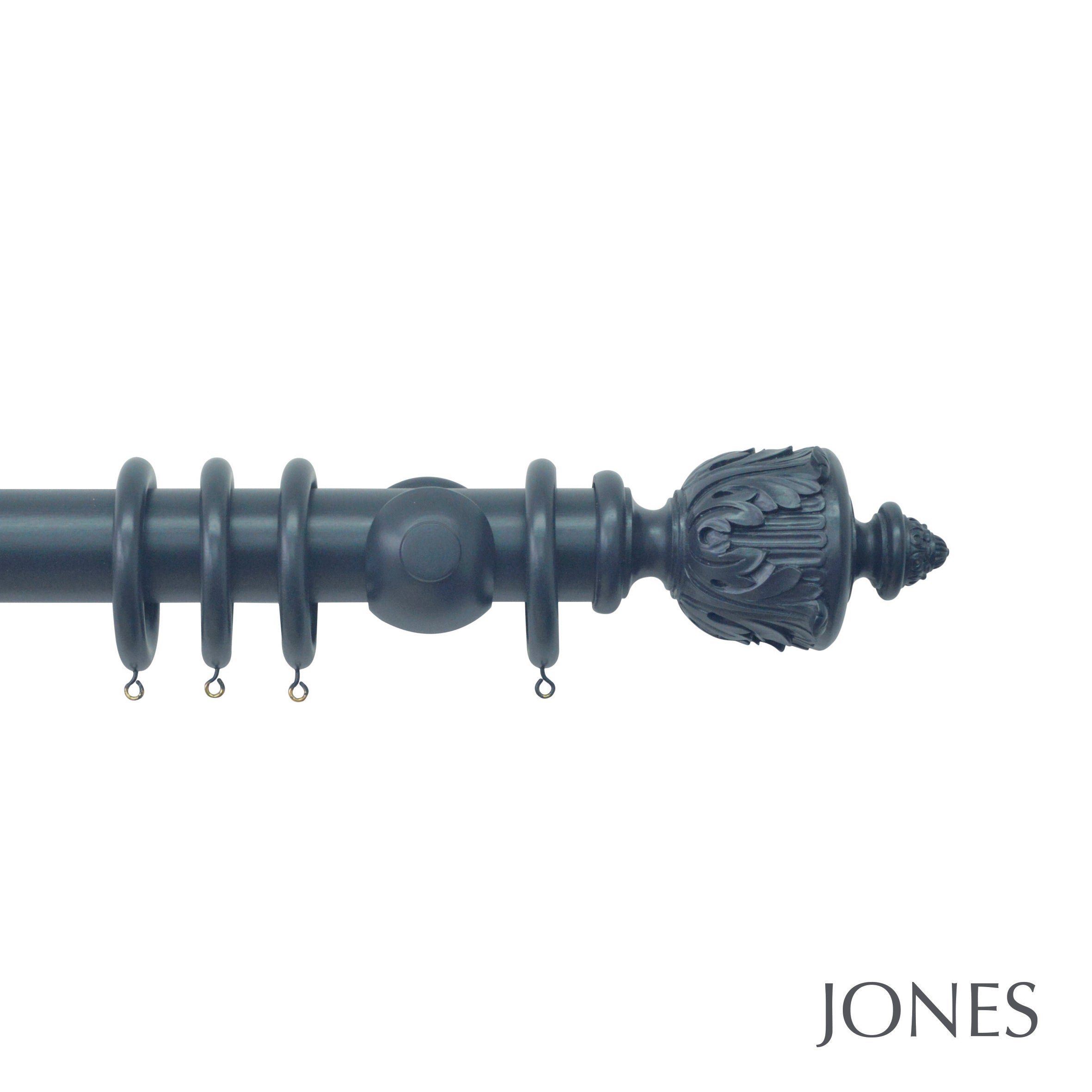 Jones Interiors Estate Acanthus Finial Curtain Pole Set in Airforce