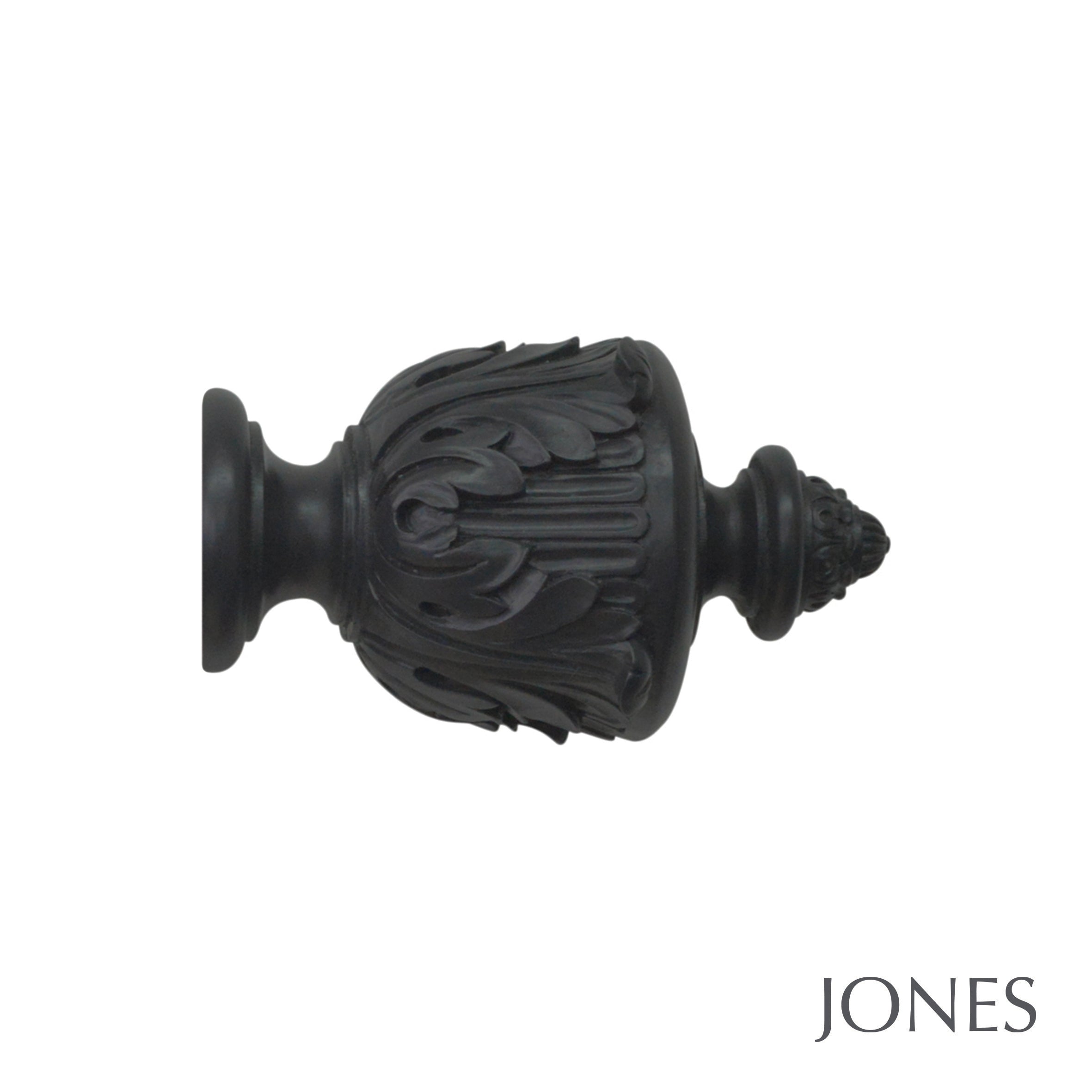 Jones Interiors Estate Acanthus Finial Curtain Pole Set in Charcoal