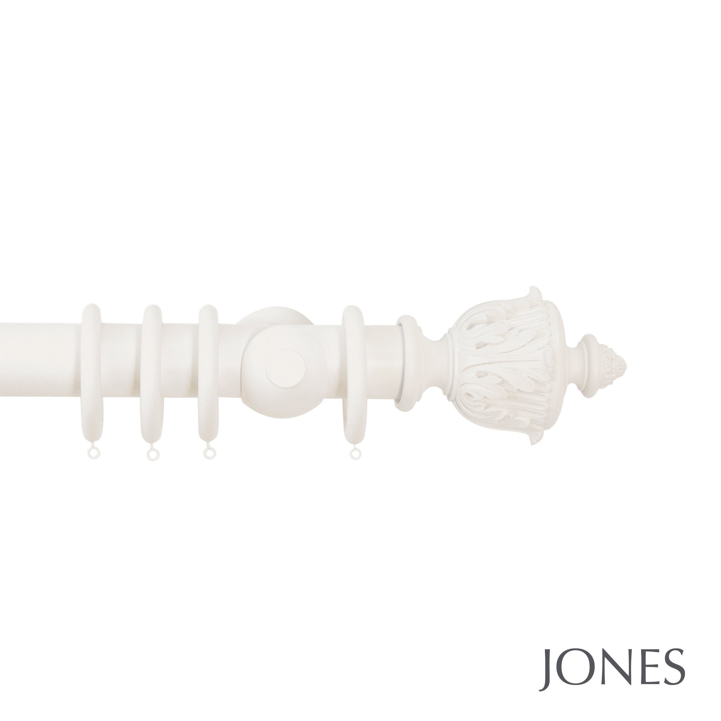 Jones Interiors Florentine Acanthus Finial Curtain Pole Set in Cotton