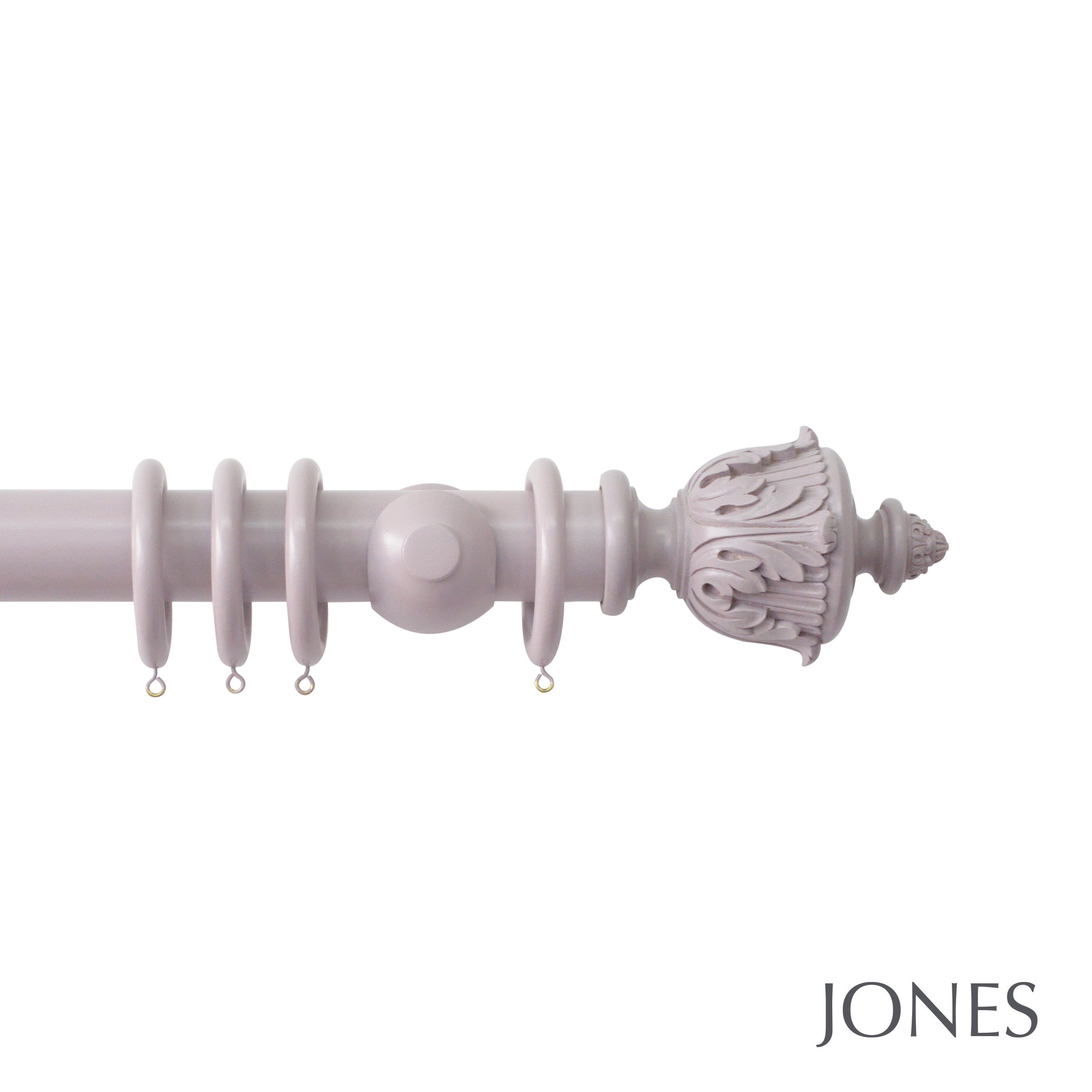 Jones Interiors Estate Acanthus Finial Curtain Pole Set in Heather