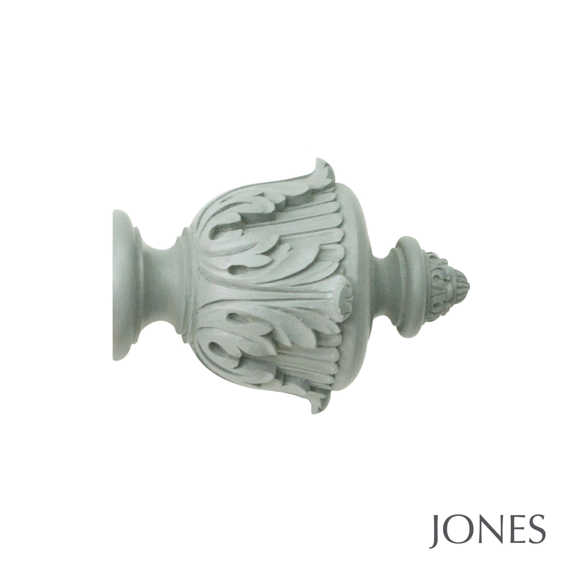 Jones Interiors Estate Acanthus Finial Curtain Pole Set in Mercury