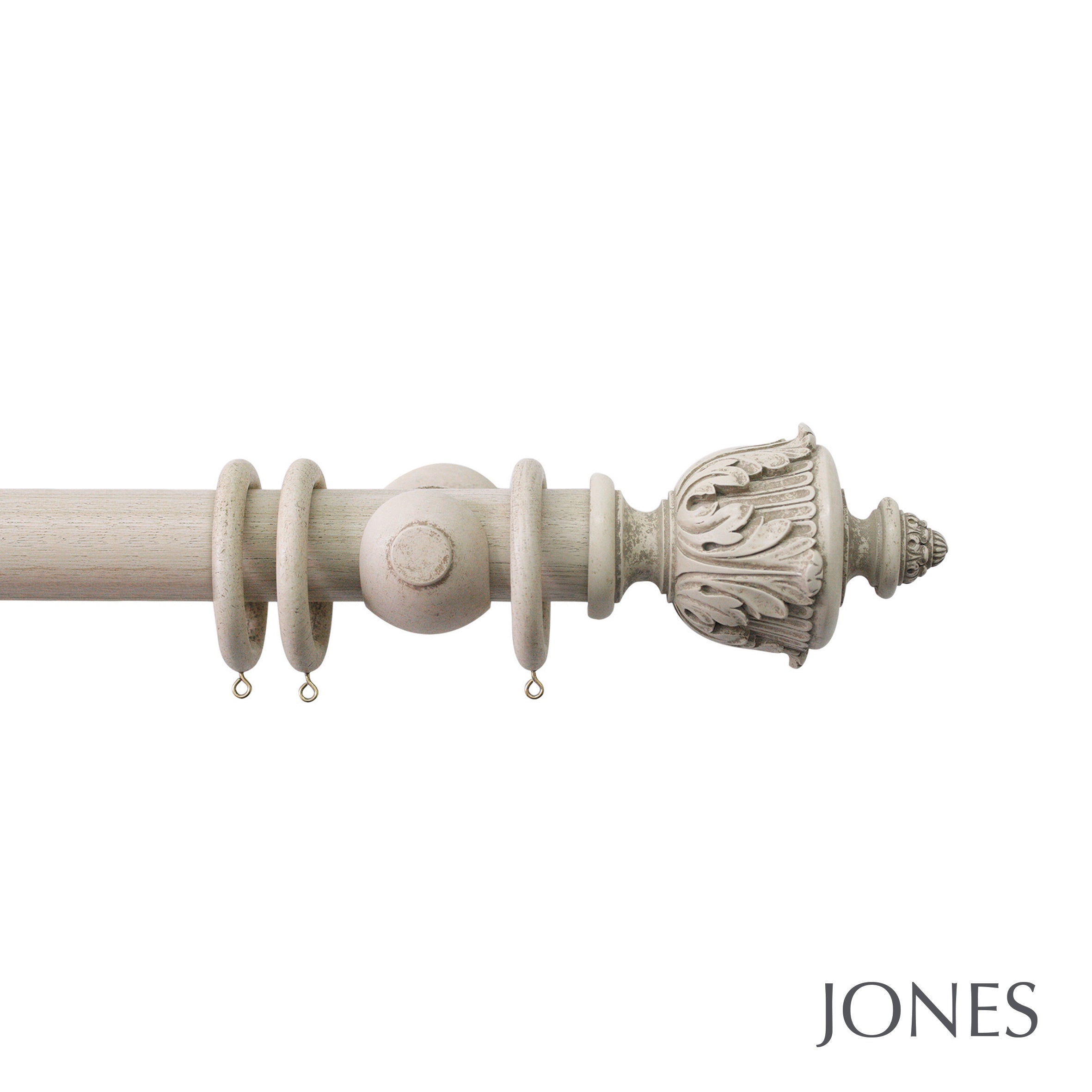 Jones Interiors Florentine Acanthus Finial Curtain Pole Set in Putty