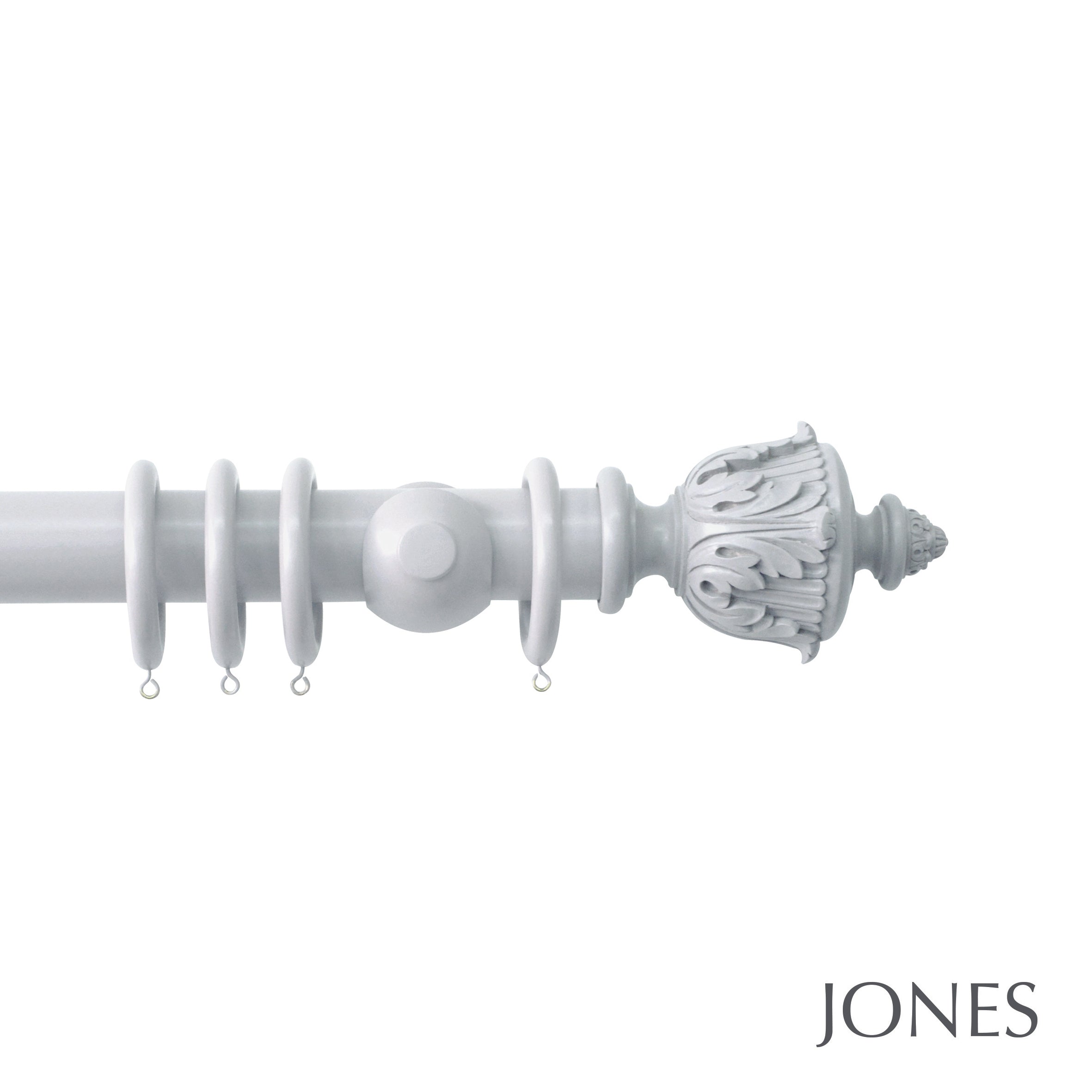 Jones Interiors Estate Acanthus Finial Curtain Pole Set in Shingle