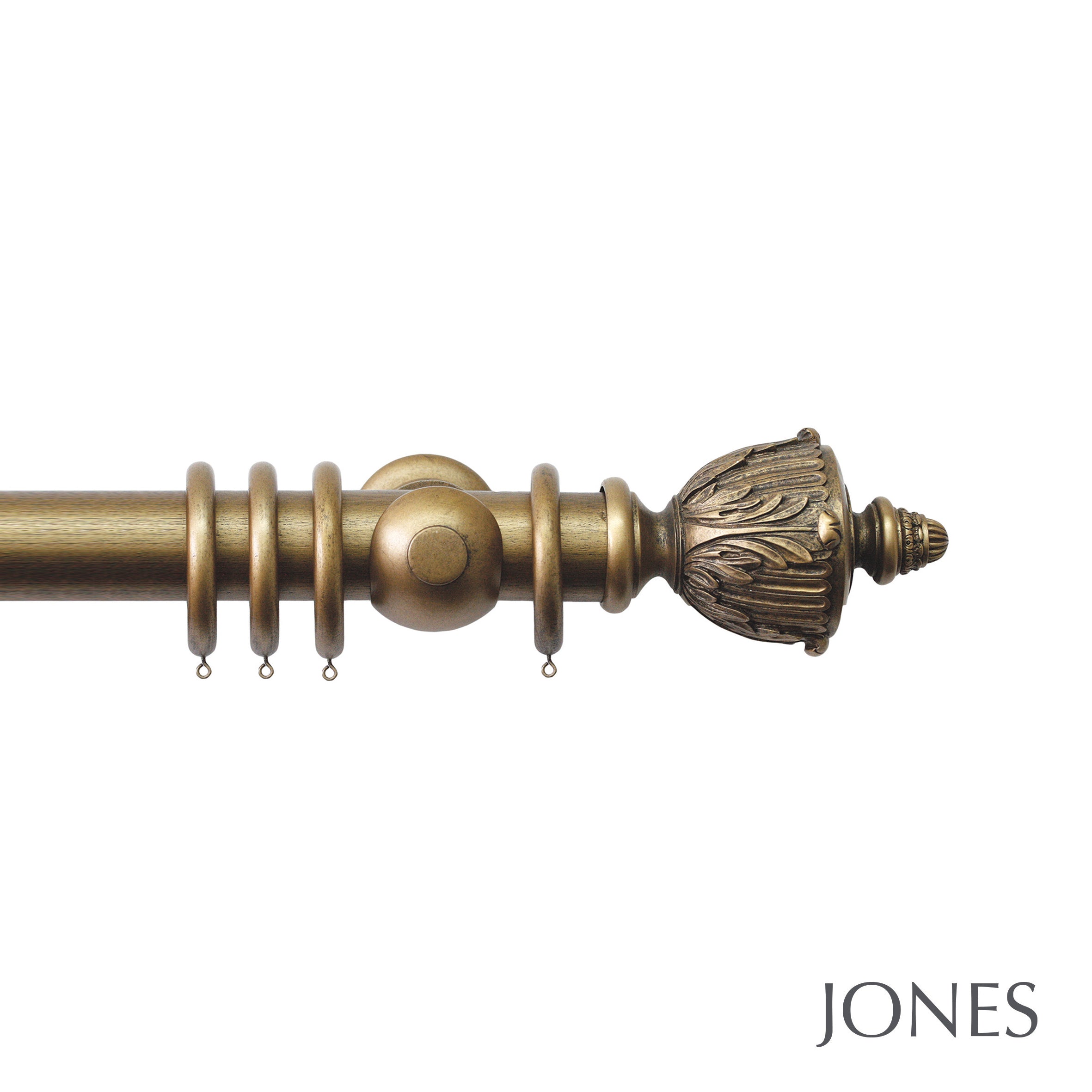 Jones Interiors Grande Acanthus Finial Curtain Pole Set in Antique Gold