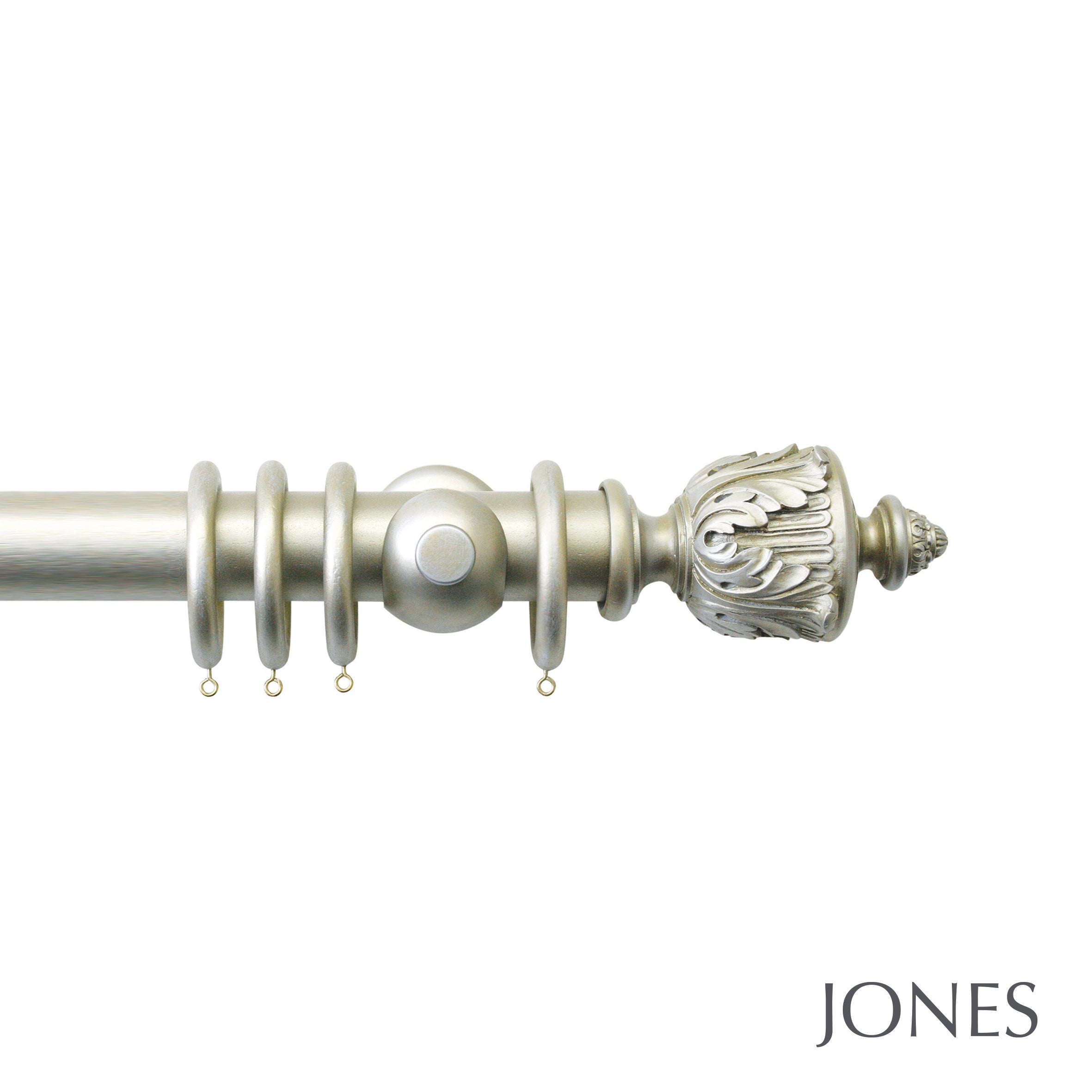 Jones Interiors Grande Acanthus Finial Curtain Pole Set in Champagne Silver