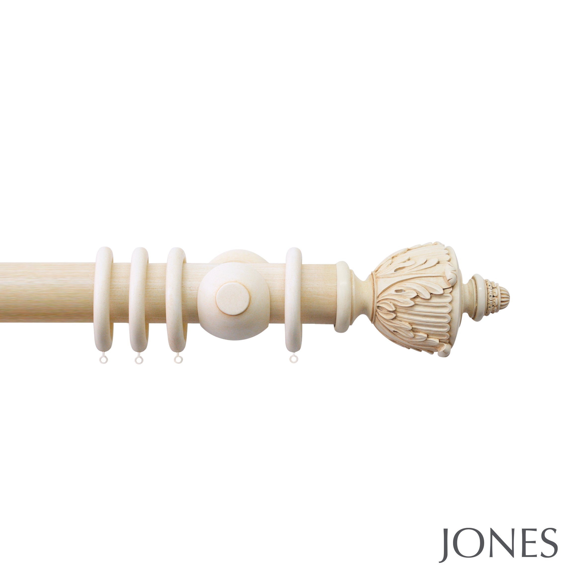 Jones Interiors Grande Acanthus Finial Curtain Pole Set in ivory