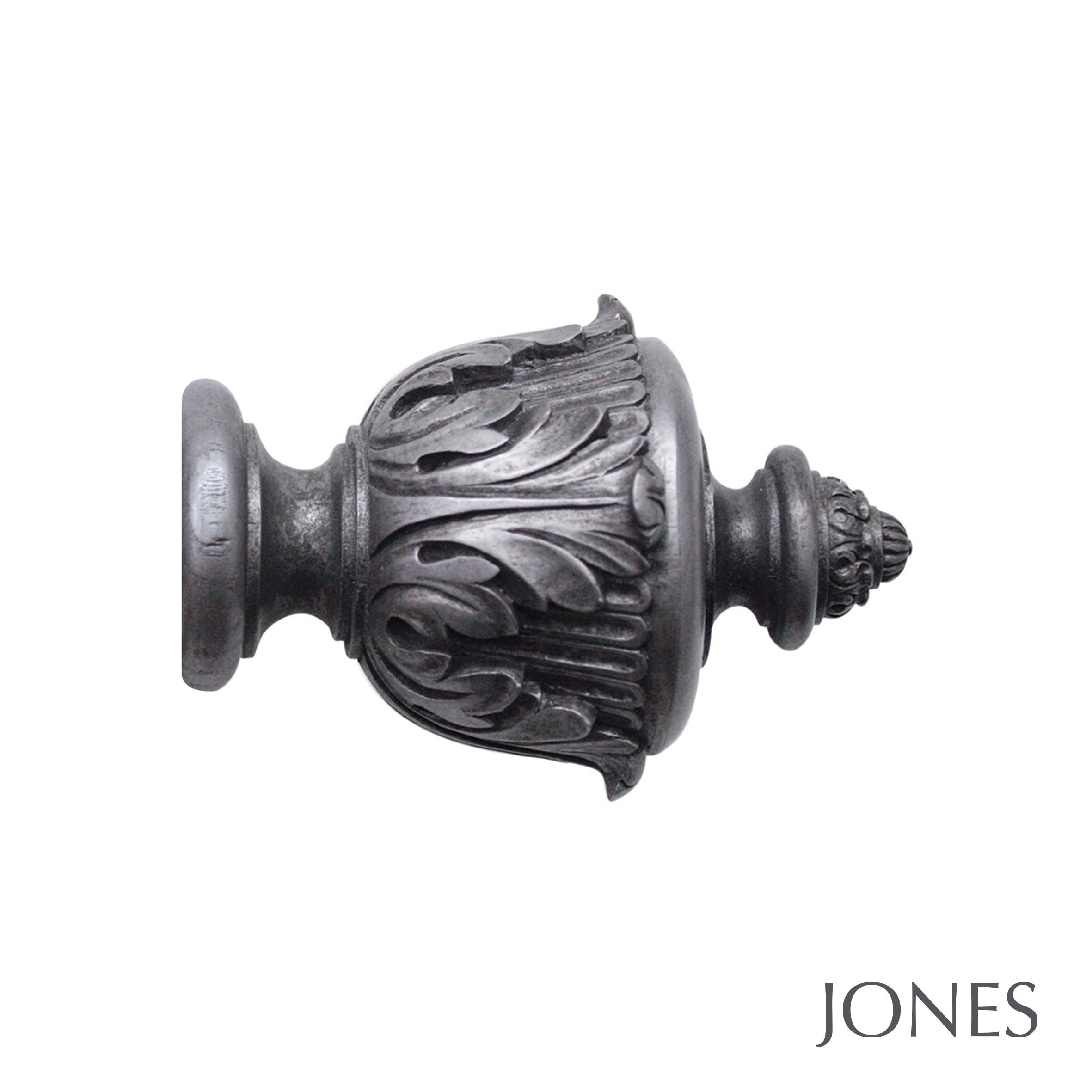 Jones Interiors Grande Acanthus Finial Curtain Pole Set in Pewter