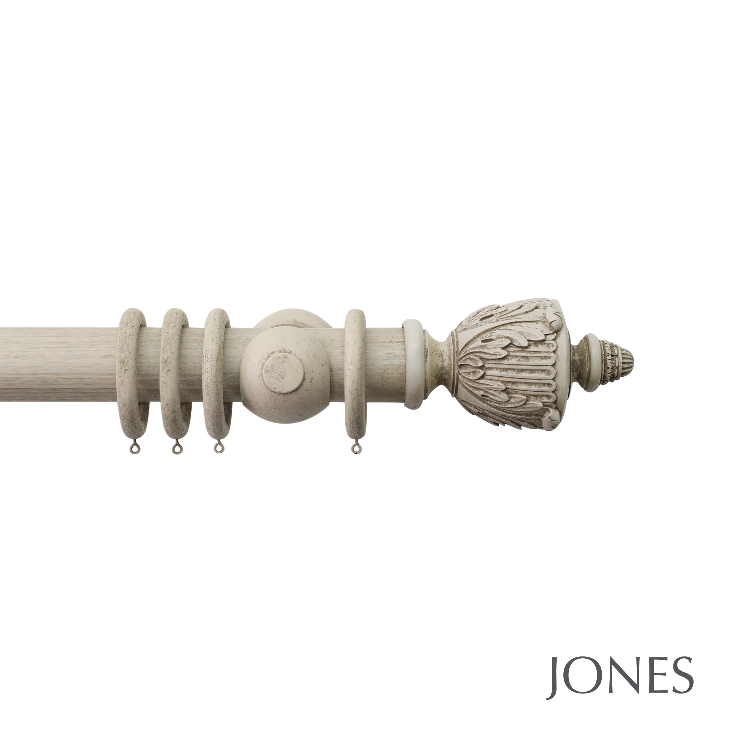 Jones Interiors Grande Acanthus Finial Curtain Pole Set in Putty