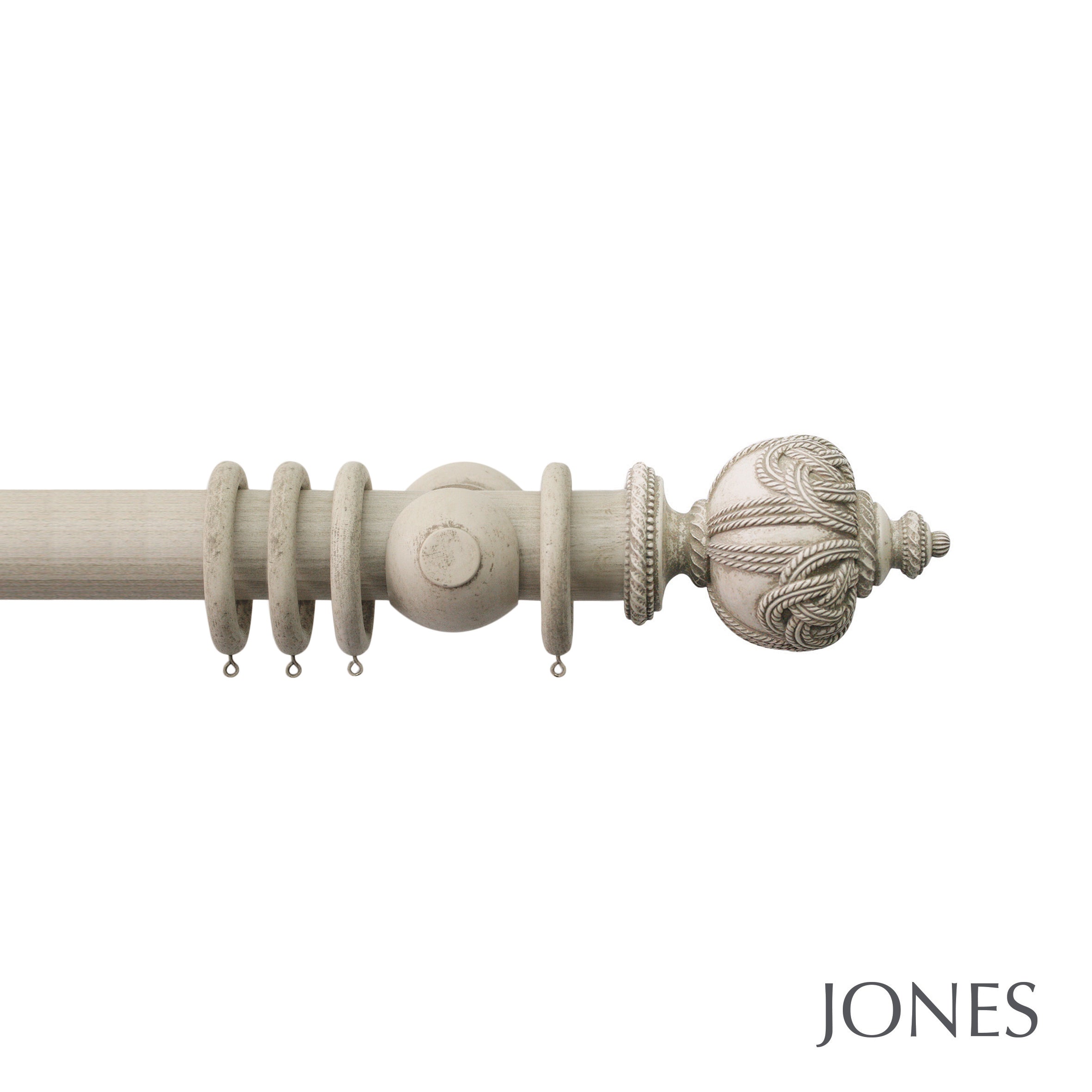 Jones Interiors Grande Rope Finial Curtain Pole Set in Putty