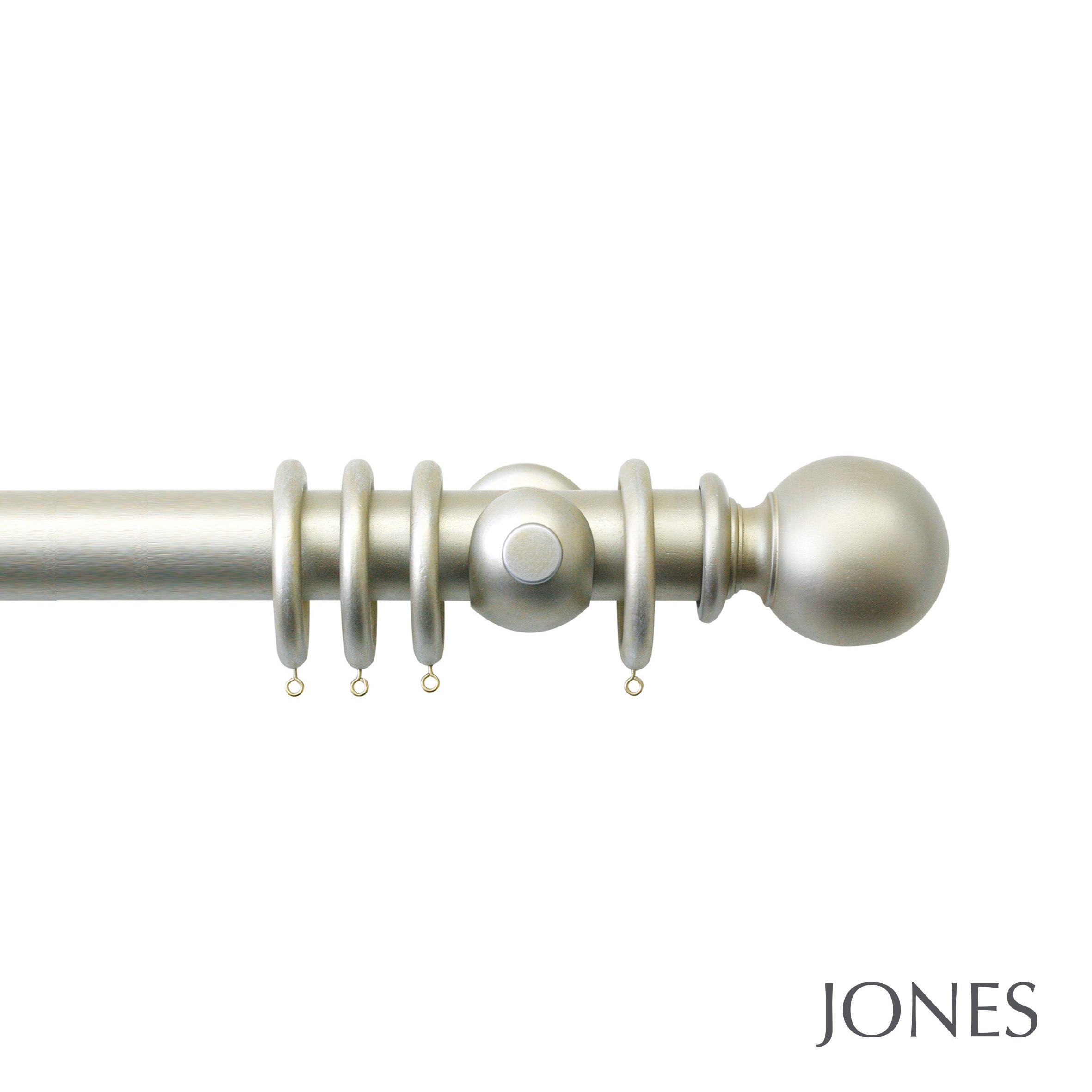 Jones Interiors Grande Ball Finial Curtain Pole Set in Champagne Silver