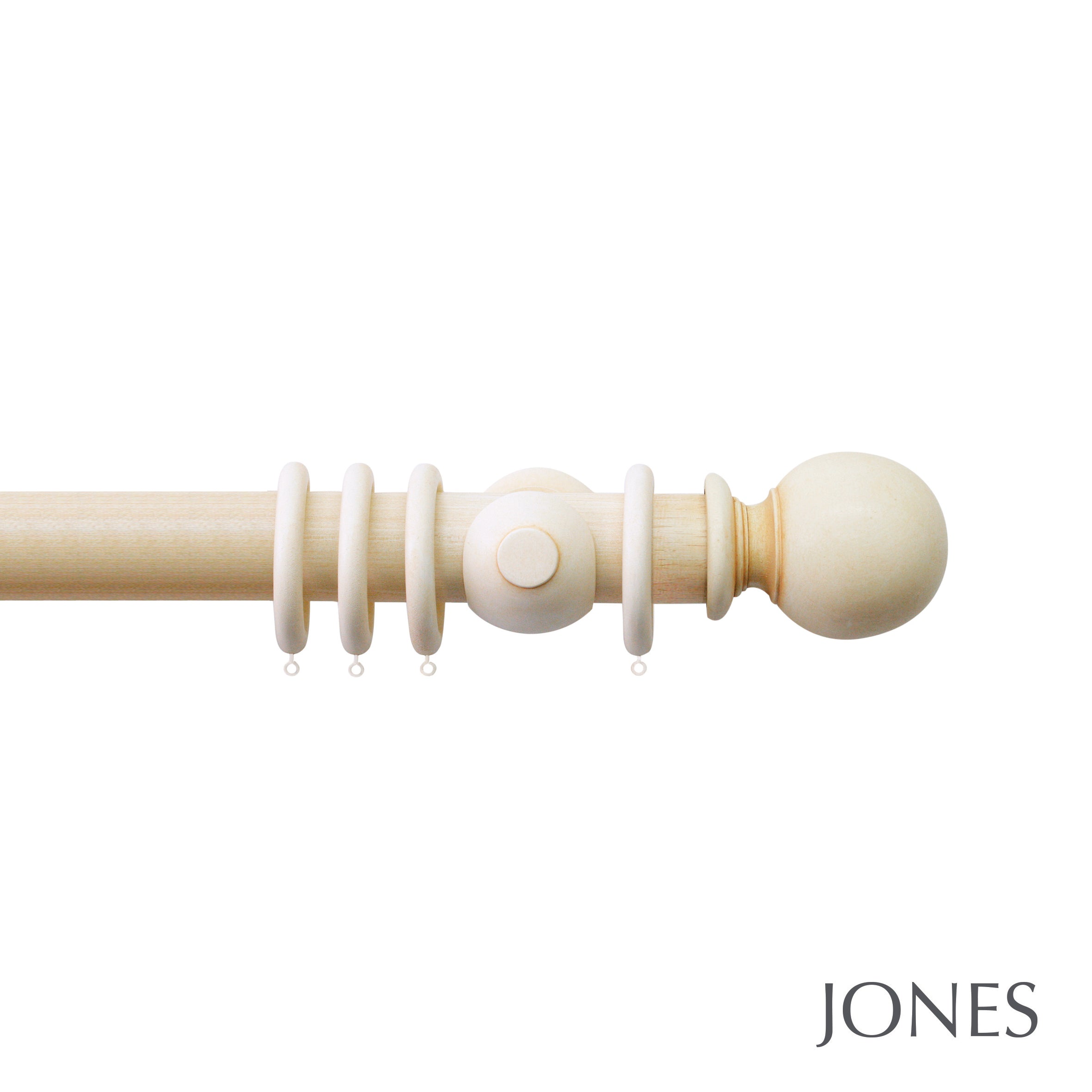 Jones Interiors Grande Ball Finial Curtain Pole Set in ivory
