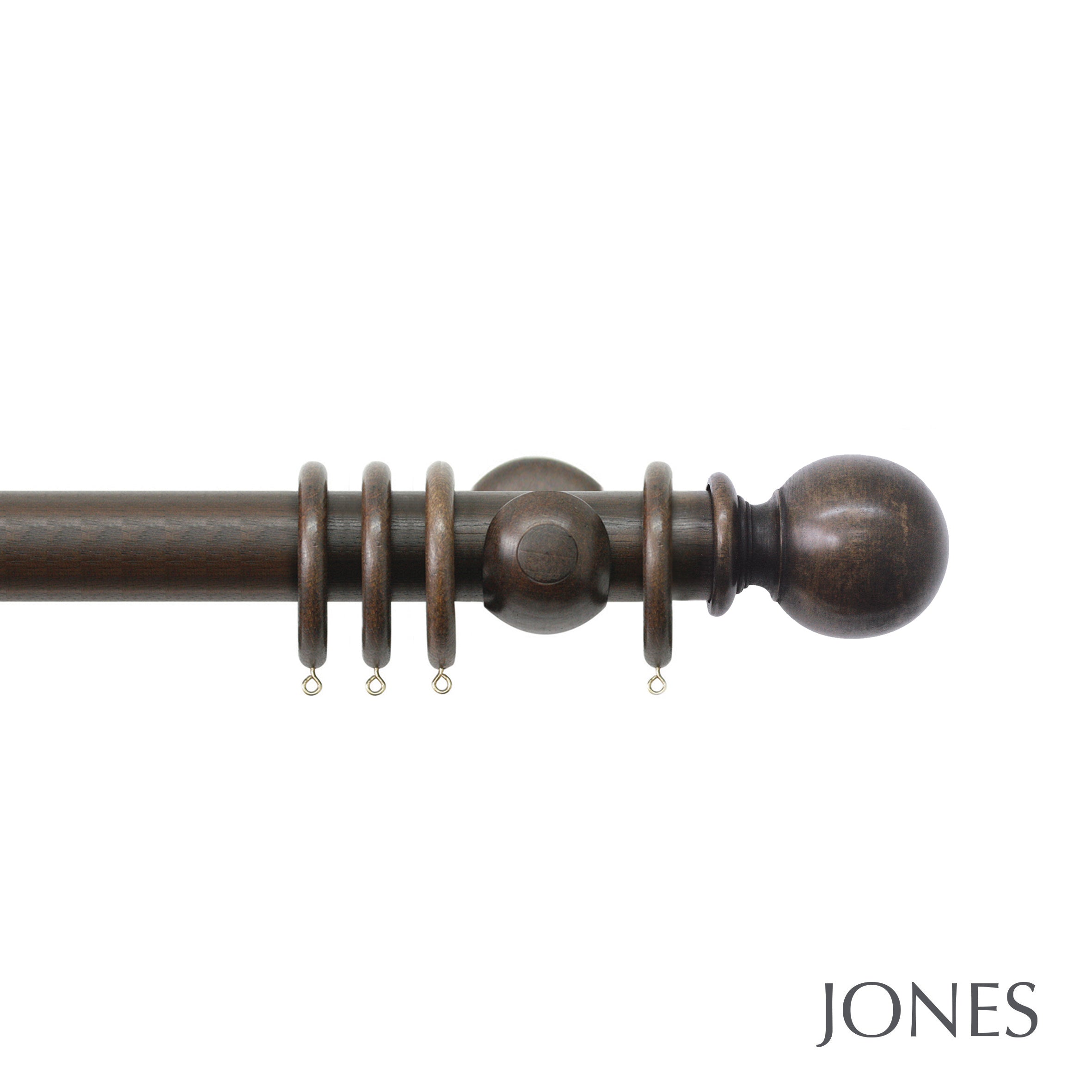 Jones Interiors Grande Ball Finial Curtain Pole Set in Oak