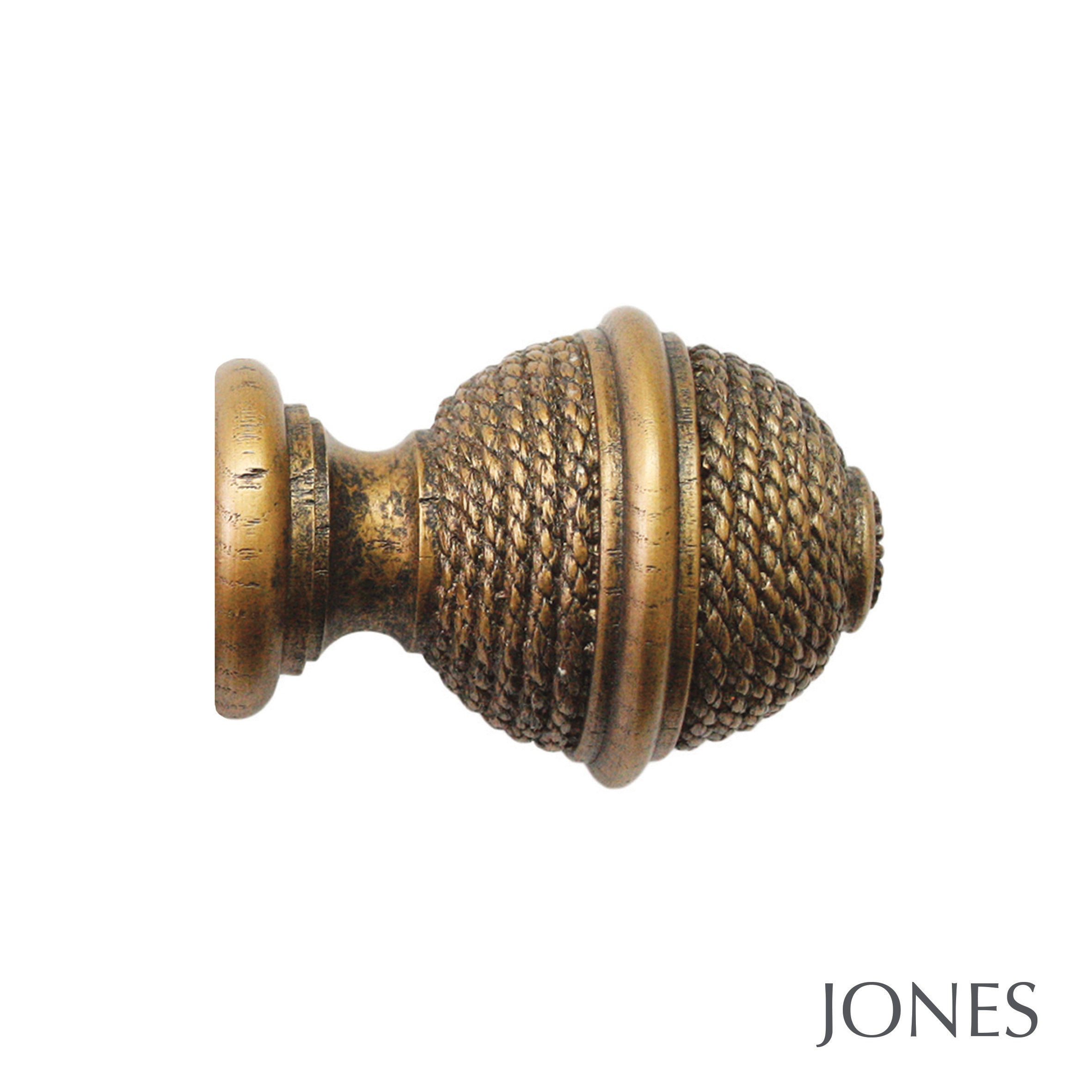 Jones Interiors Hardwick Woven Rope Finial Curtain Pole Set in Antique Gold