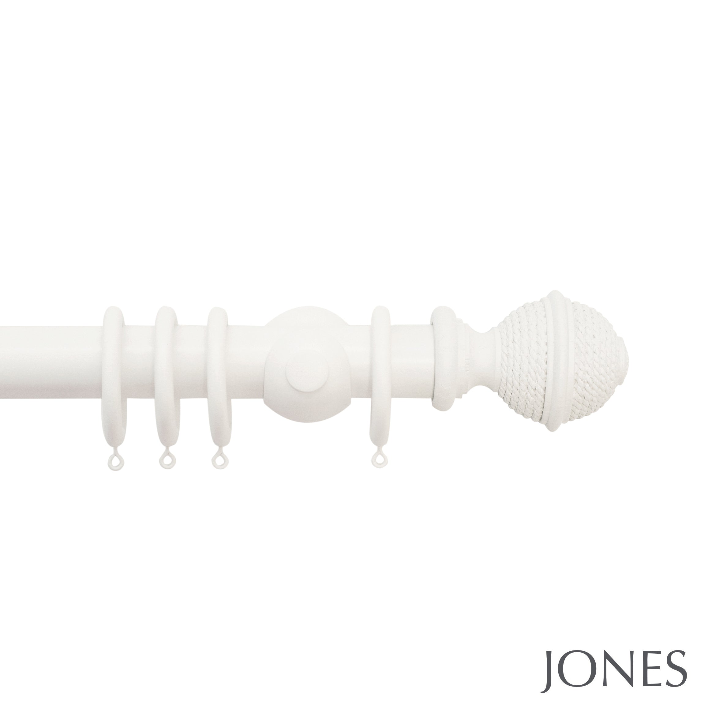 Jones Interiors Hardwick Woven Rope Finial Curtain Pole Set in Cotton