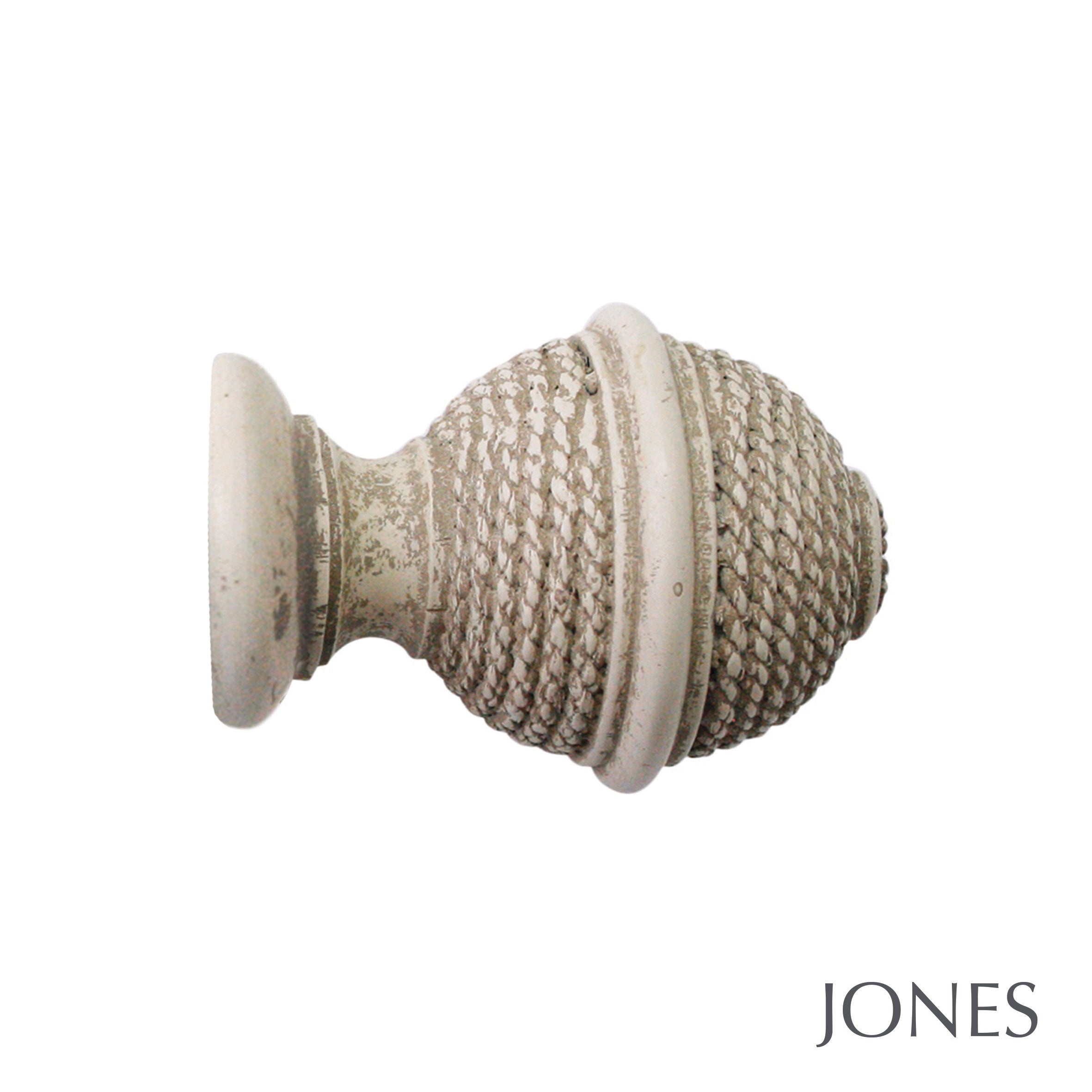 Jones Interiors Hardwick Woven Rope Finial Curtain Pole Set in Putty