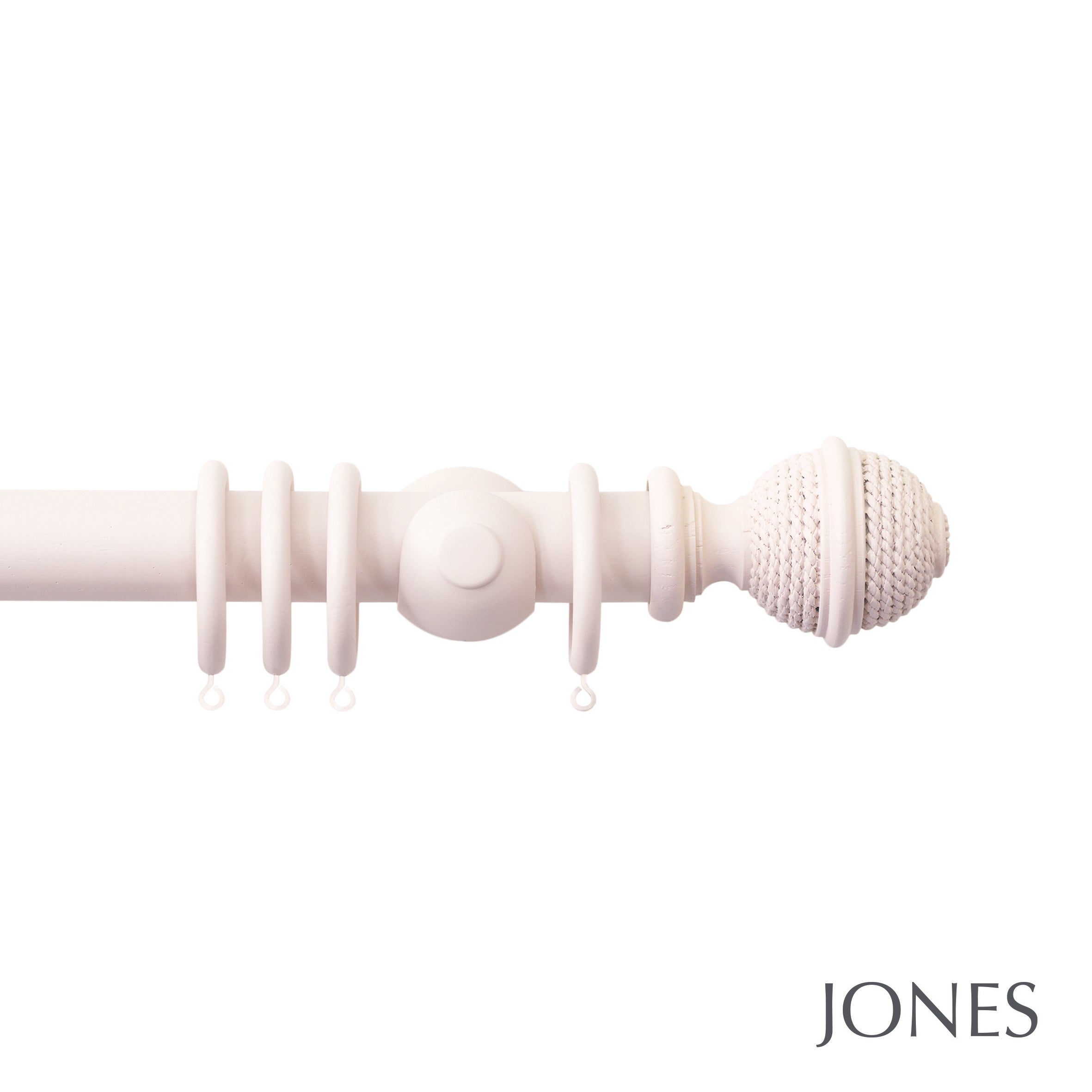 Jones Interiors Seychelles Woven Rope Finial Curtain Pole Set in Blush