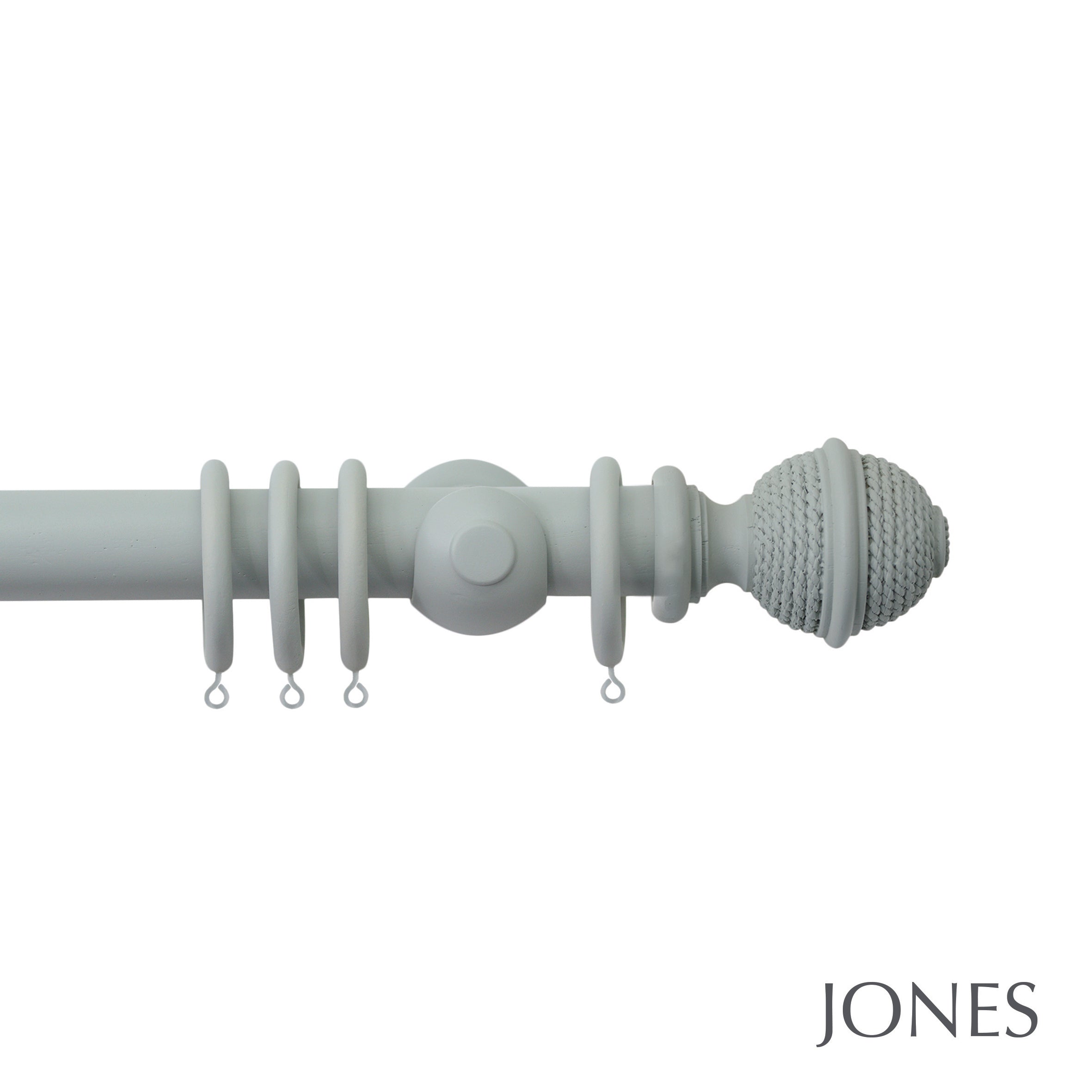 Jones Interiors Seychelles Woven Rope Finial Curtain Pole Set in Haze