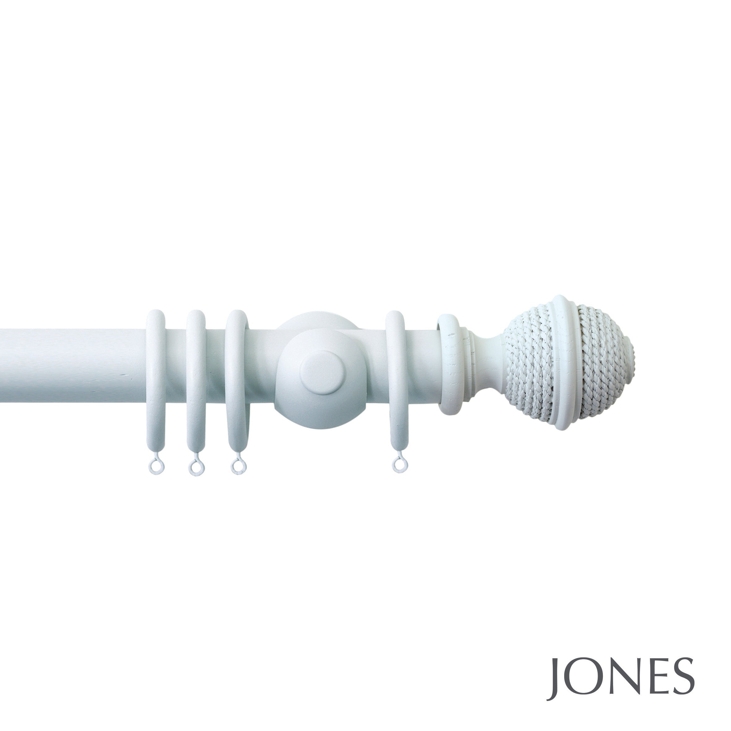 Jones Interiors Seychelles Woven Rope Finial Curtain Pole Set in Mist