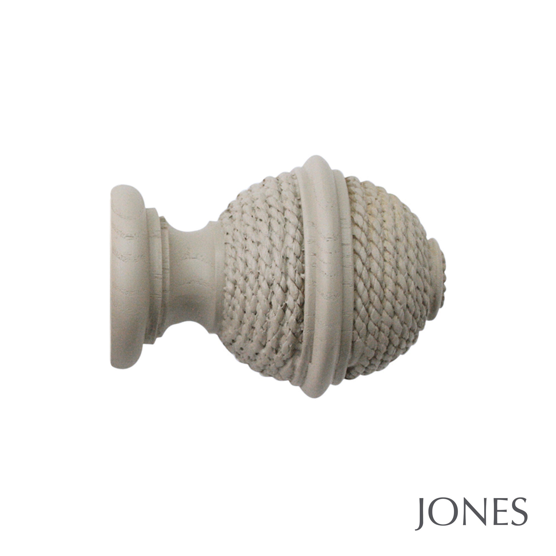 Jones Interiors Seychelles Woven Rope Finial Curtain Pole Set in Truffle