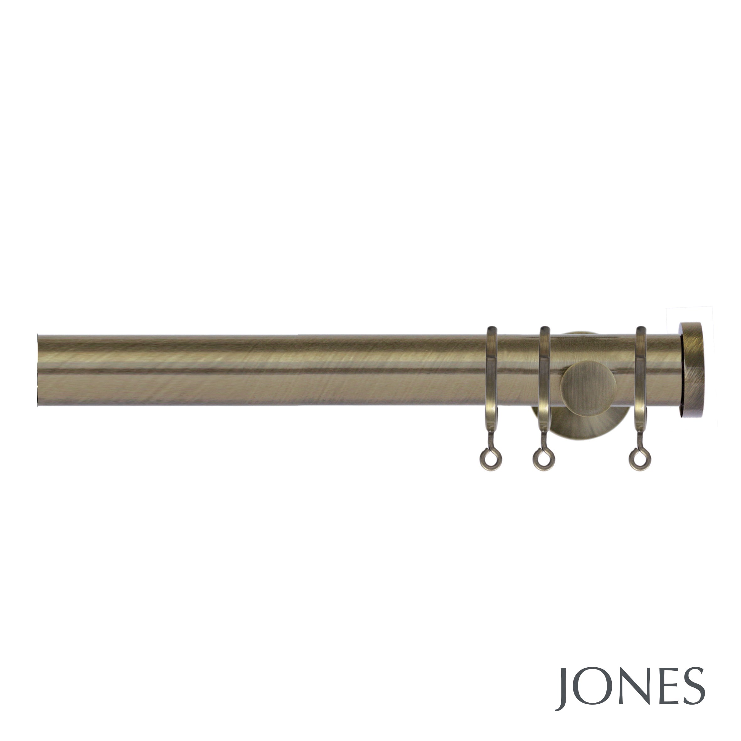 Jones Lunar End Stop Curtain Pole Set in Burnished Brass
