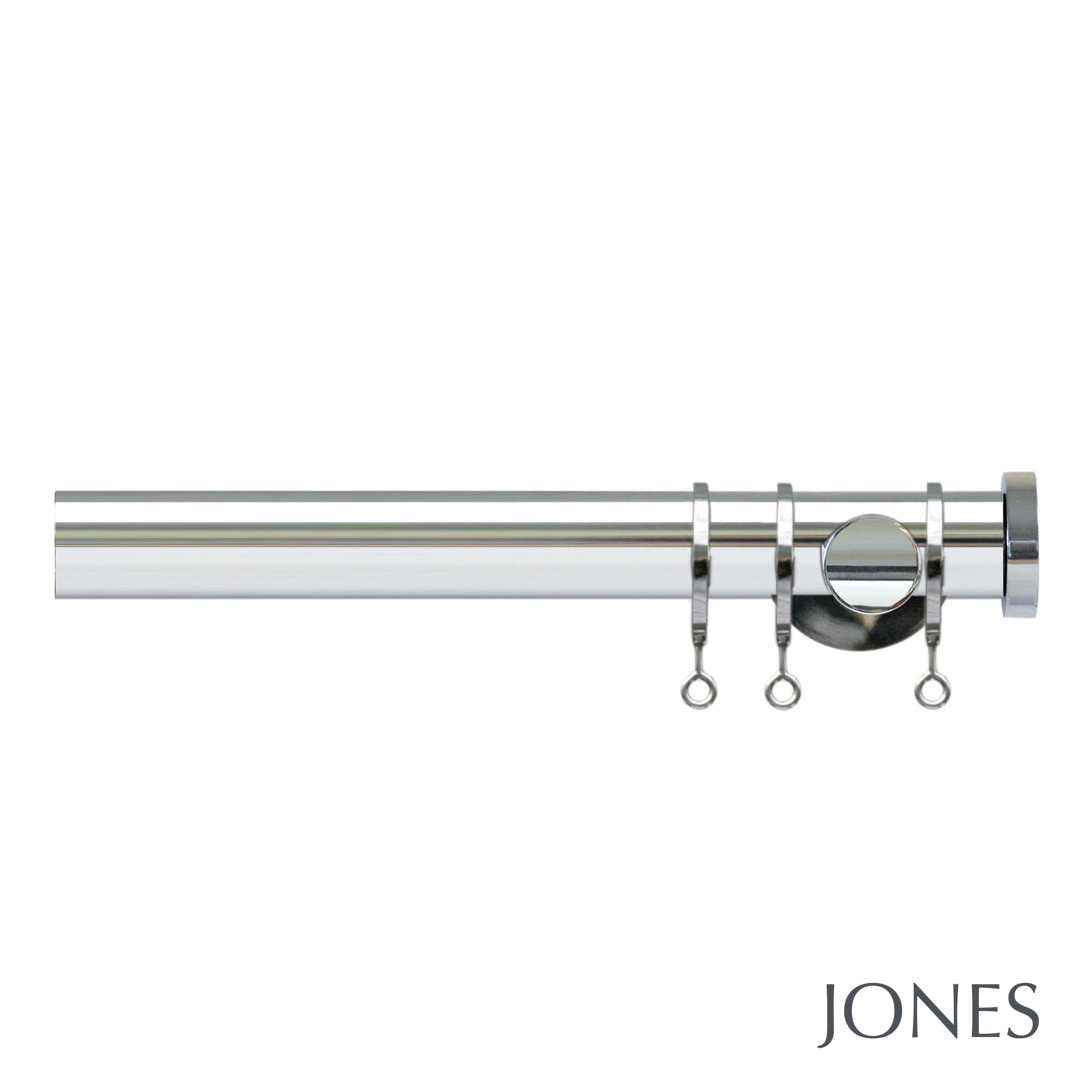 Jones Lunar End Stop Curtain Pole Set in Chrome