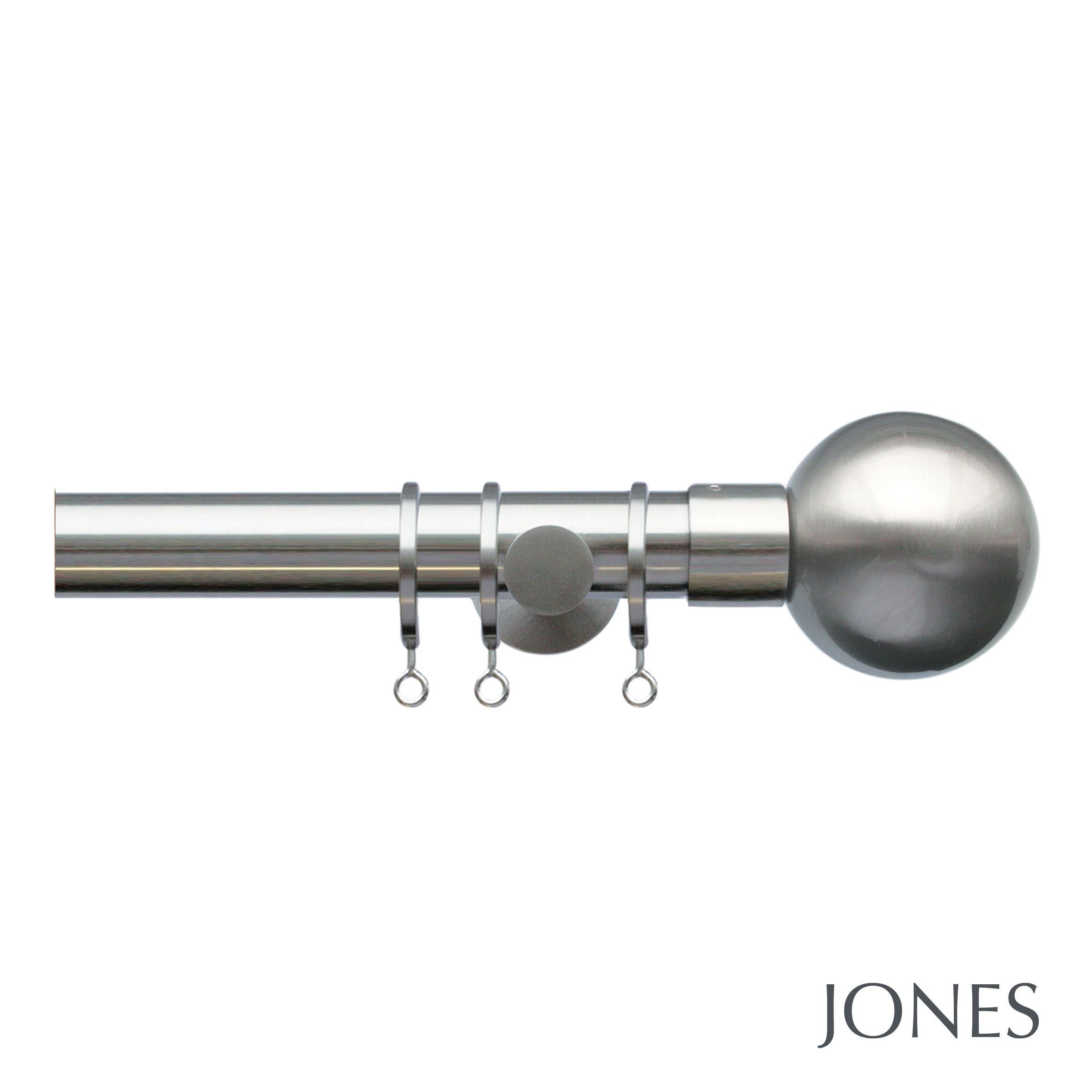 Jones Lunar Ball Finial Curtain Pole Set in Matt Nickel