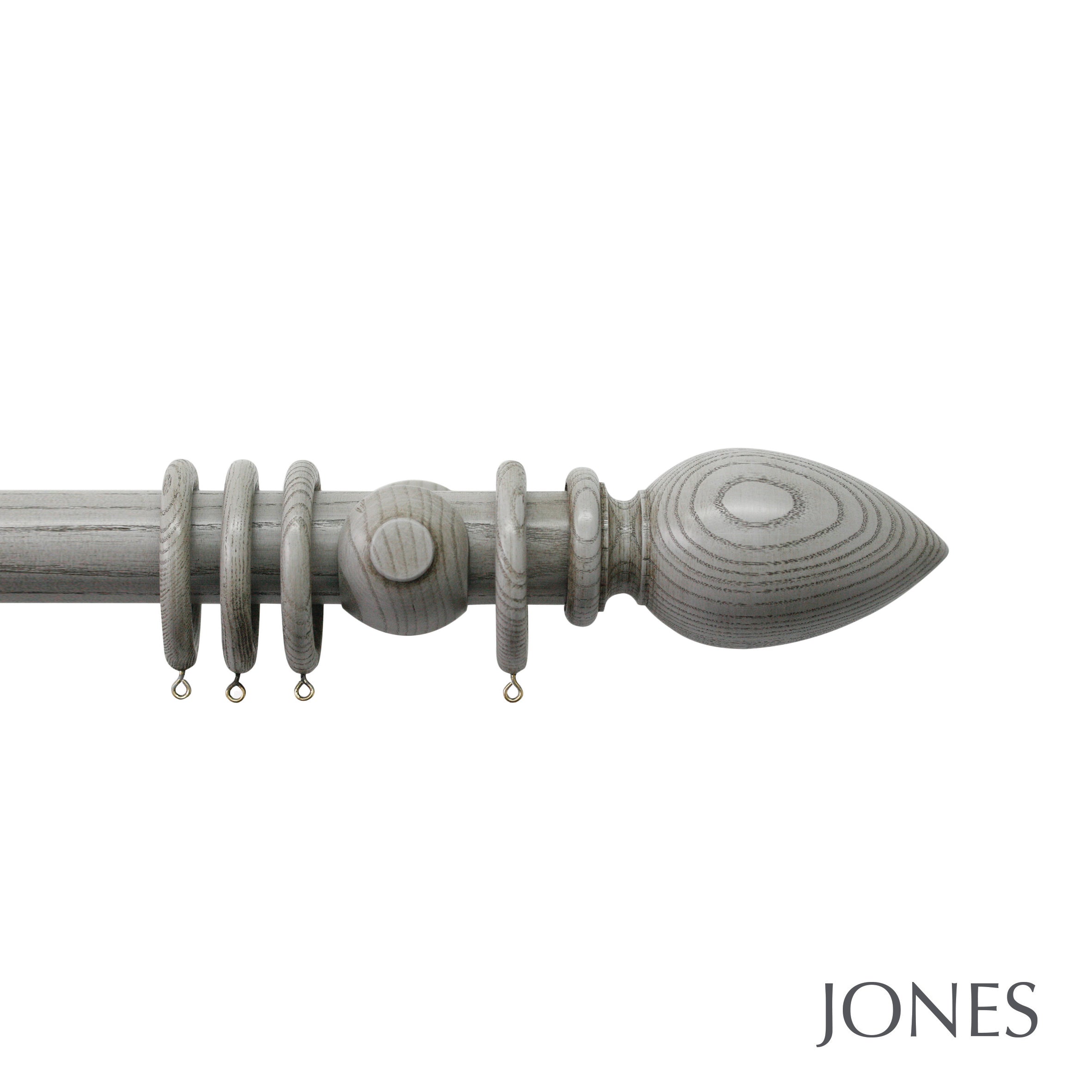 Jones Interiors Oakham Cone Finial Curtain Pole Set in Dove Grey