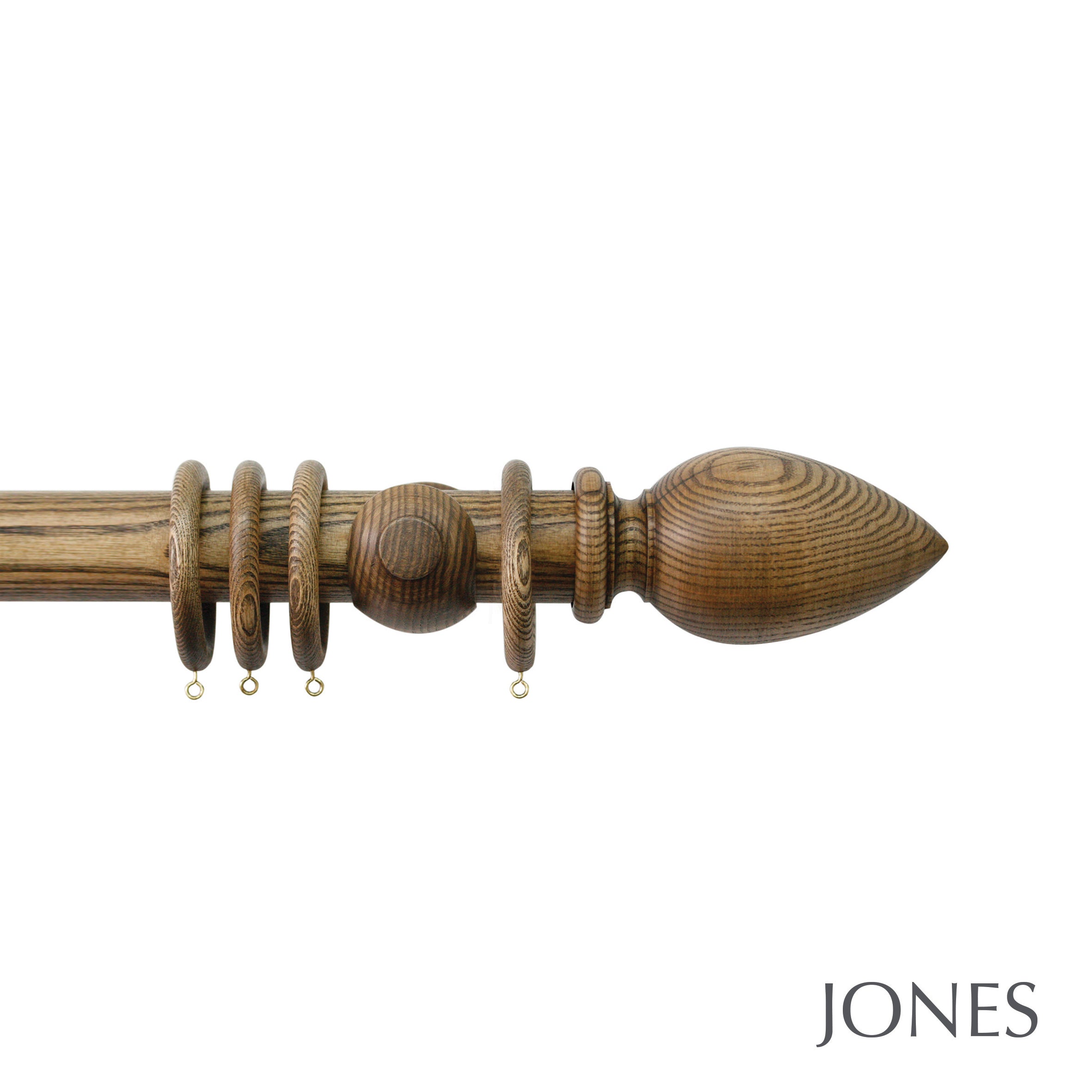 Jones Interiors Oakham Cone Finial Curtain Pole Set in Light Oak