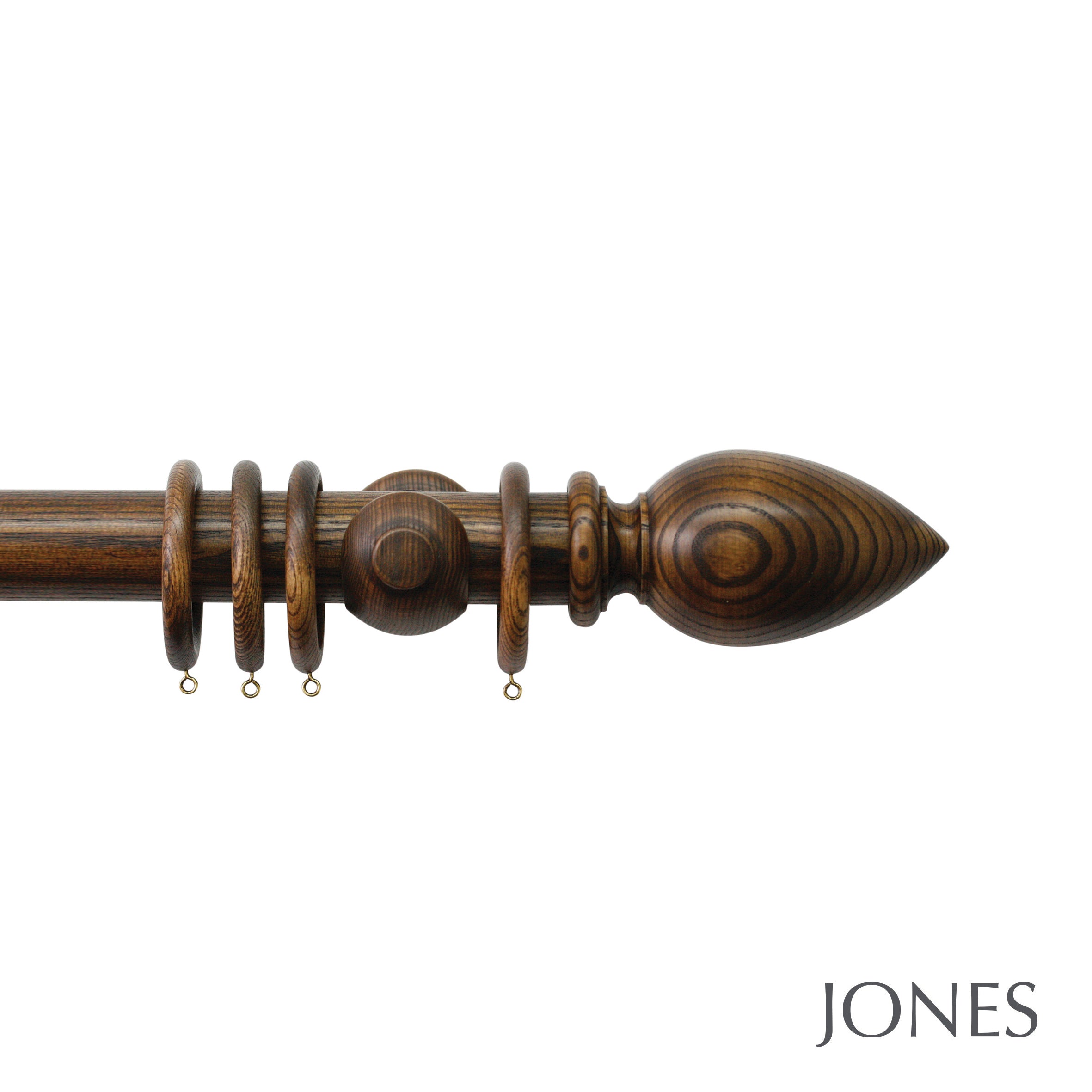 Jones Interiors Oakham Cone Finial Curtain Pole Set in Medium Oak