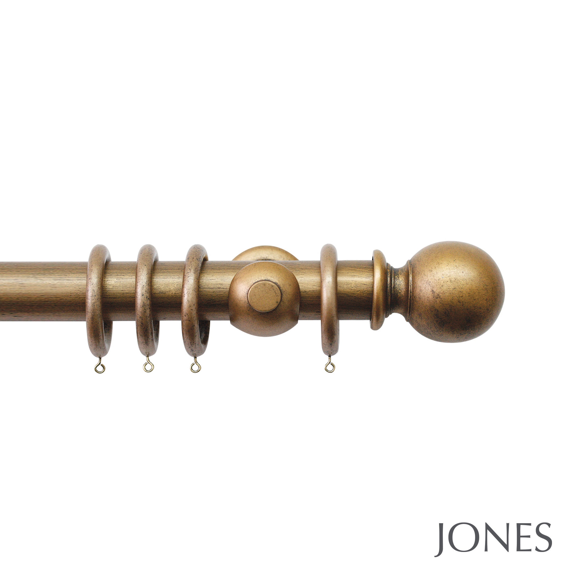 Jones Interiors Florentine Ball Finial Curtain Pole Set in Antique Gold